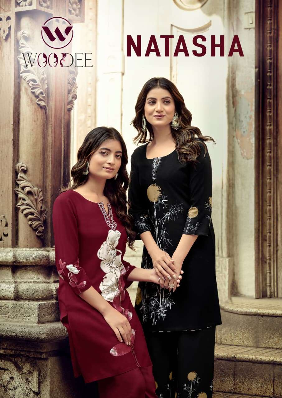WOODEE NATASHA BRANDED HEAVY RAYON DISCHARGE PRINT KURTI PAN...