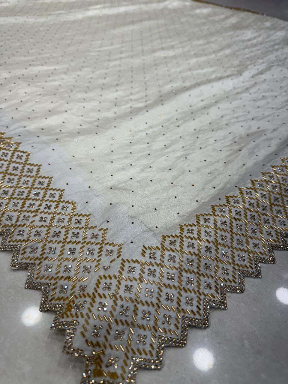 ZARKAN PURE AND WHITE COLOUR SATIN CHIFFON FANCY FABRIC SARE...