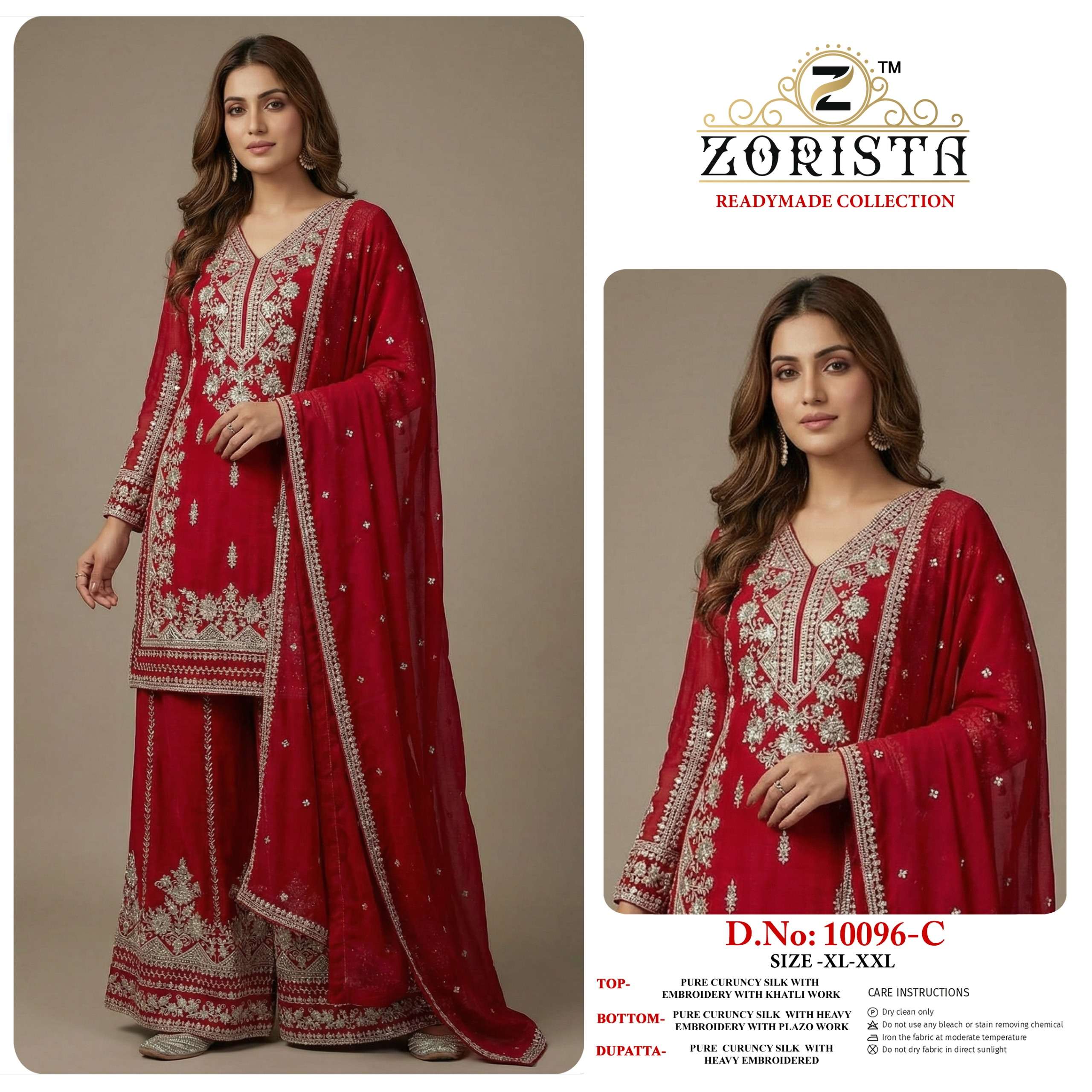 ZORISTA REDAYMADE COLLETION 10096 CURUNCY SILK WITH EMBRODER...