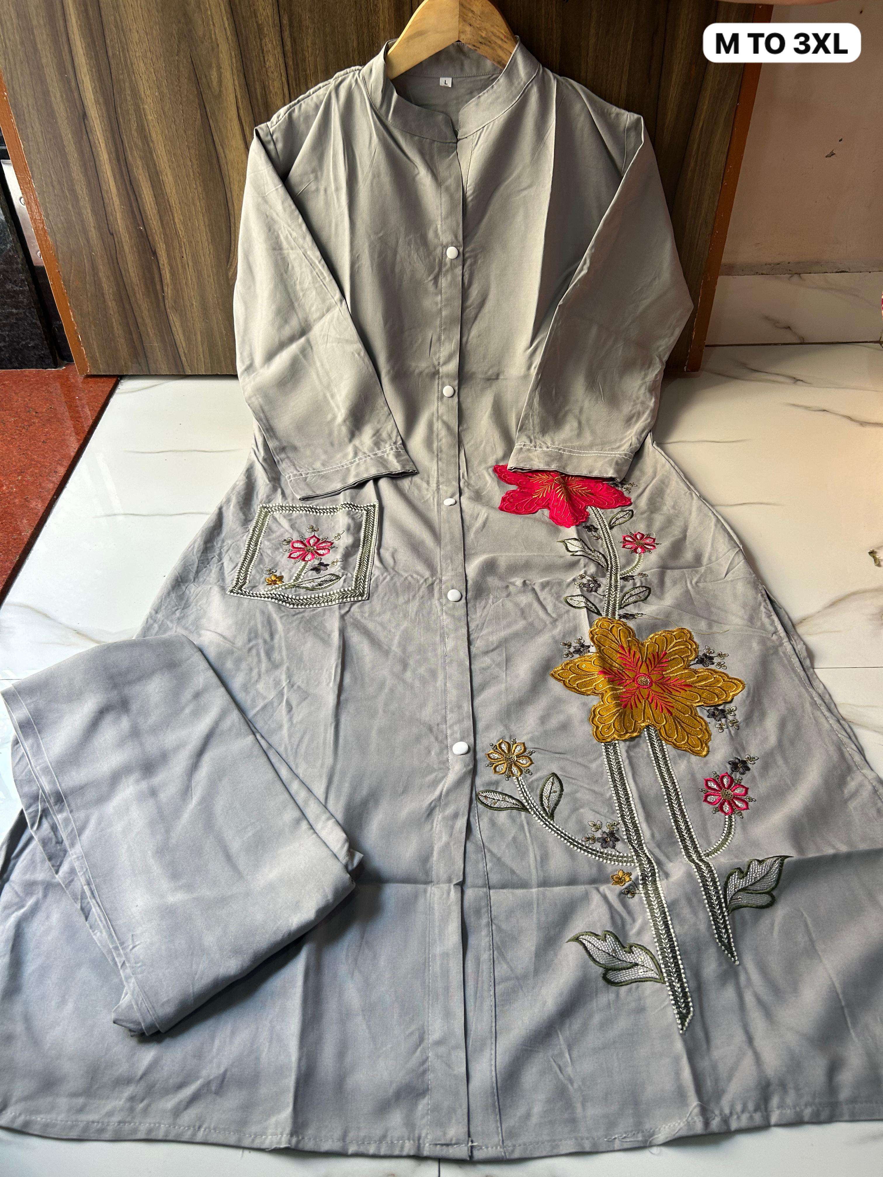 22 KG RIYON FABRIC STRAIGHT CUT KURTI WITH PLAZO CORD SET SU...