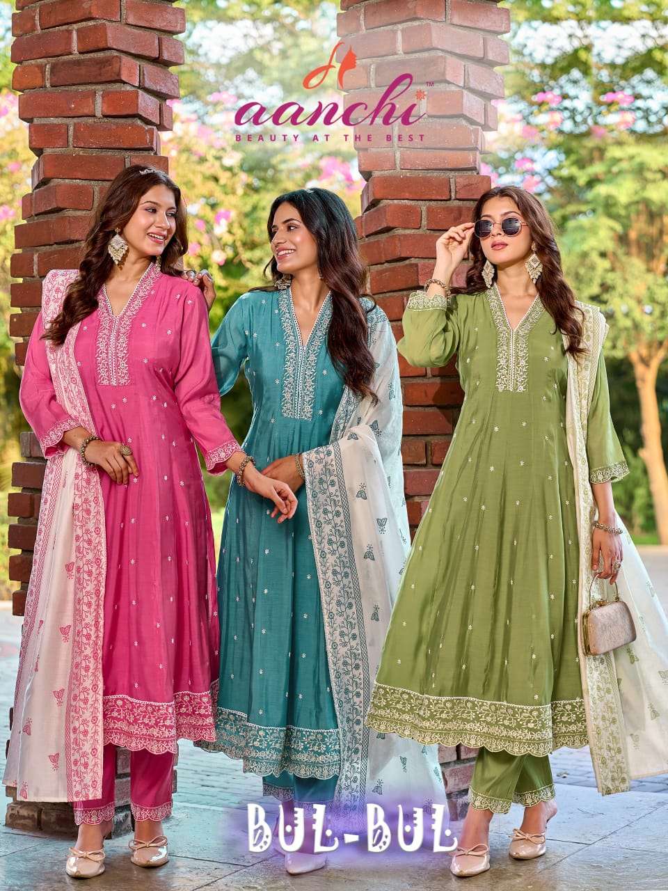 AANCHI BUL BUL MUL CHANDERI SALWAR SUIT PRINTED DUPATTA TRAD...