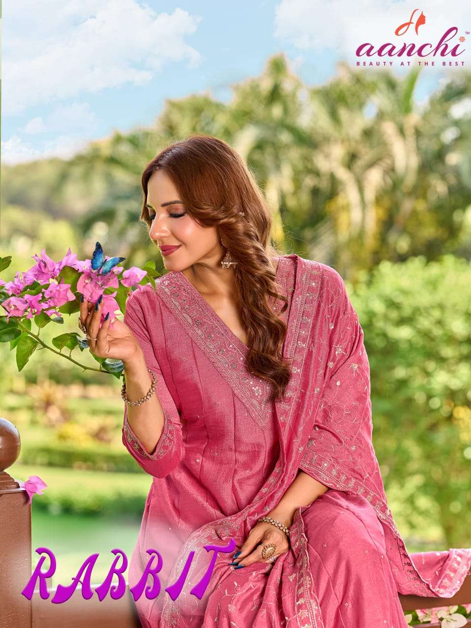 AANCHI RABBIT VICHITRA SILK SALWAR KAMEEZ FANCY DUPATTA WORK...