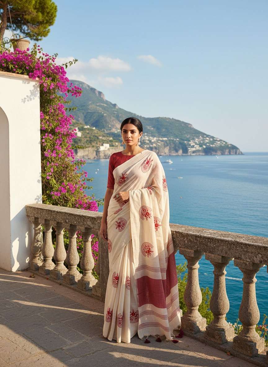  adorned with Pure and soft Mysore Silk Soft Linen fancy fa...