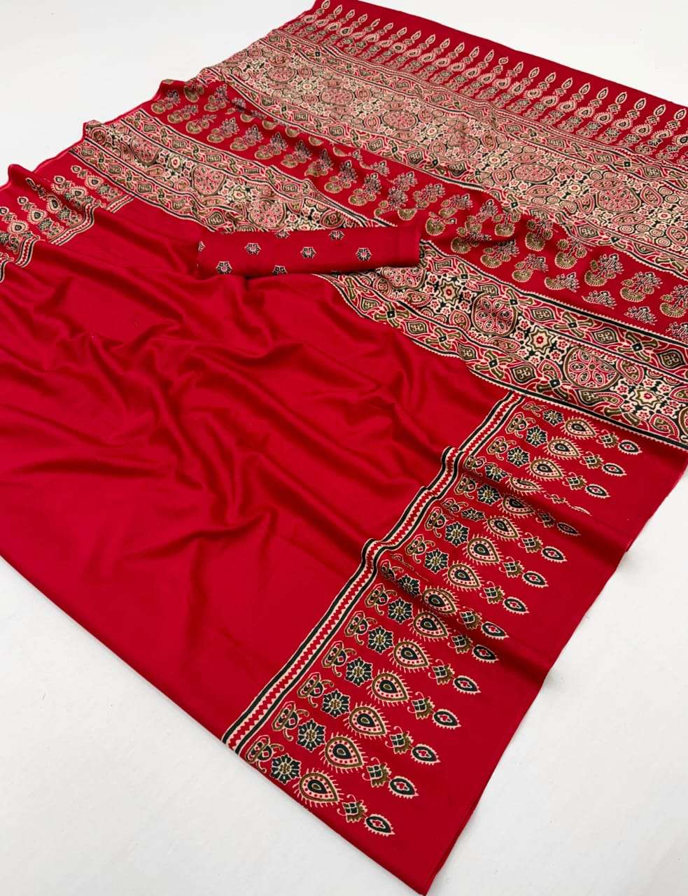   Ajrakh Luxe beautifully Printed ajrakh satin and super cre...