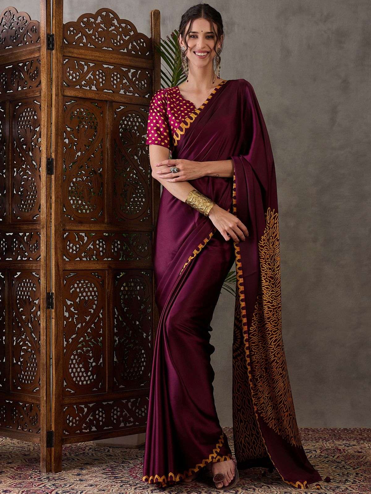  Ajrakh Luxe Semi and pure modal fabric saree wholesale in s...