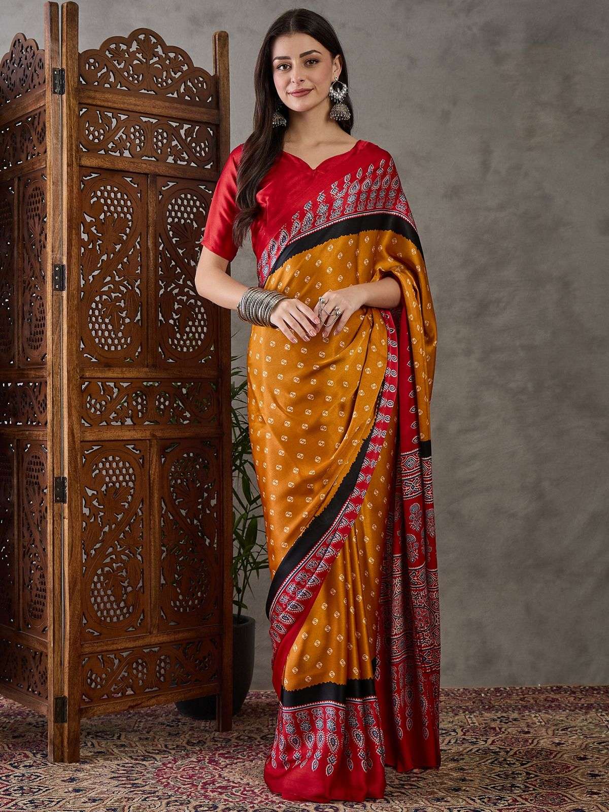  Ajrakh Luxe Semi Modal Comfortable and soft Fabric Summer W...