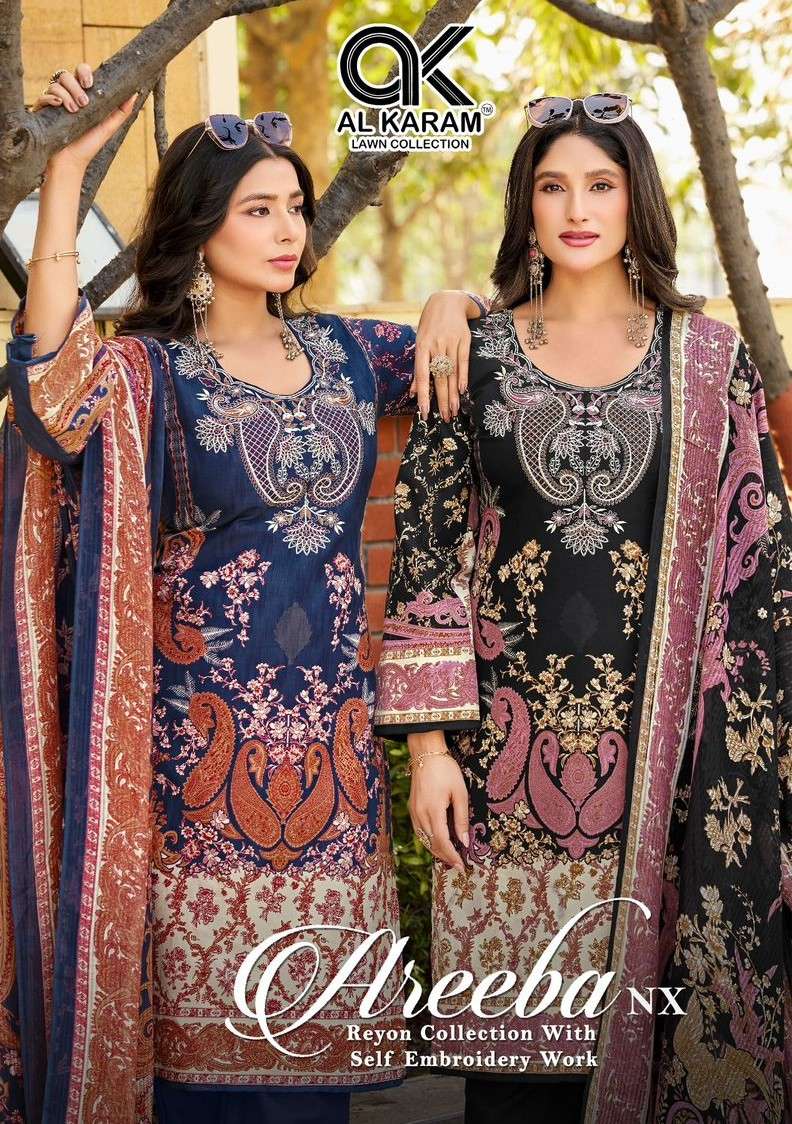 AL KARAM AREEBA NX PAKISTANI CLOTH BRAND RAYON DESIGNER SALW...