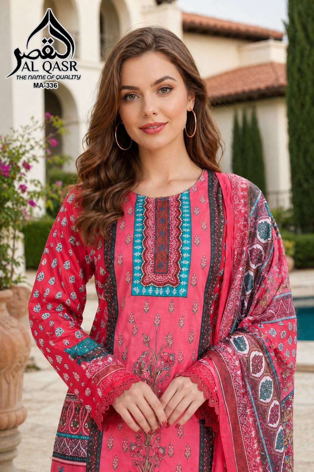 AL QASR 336 LAWN COTTON WITH LACE PAKISTANI DRESS COLLECTION...