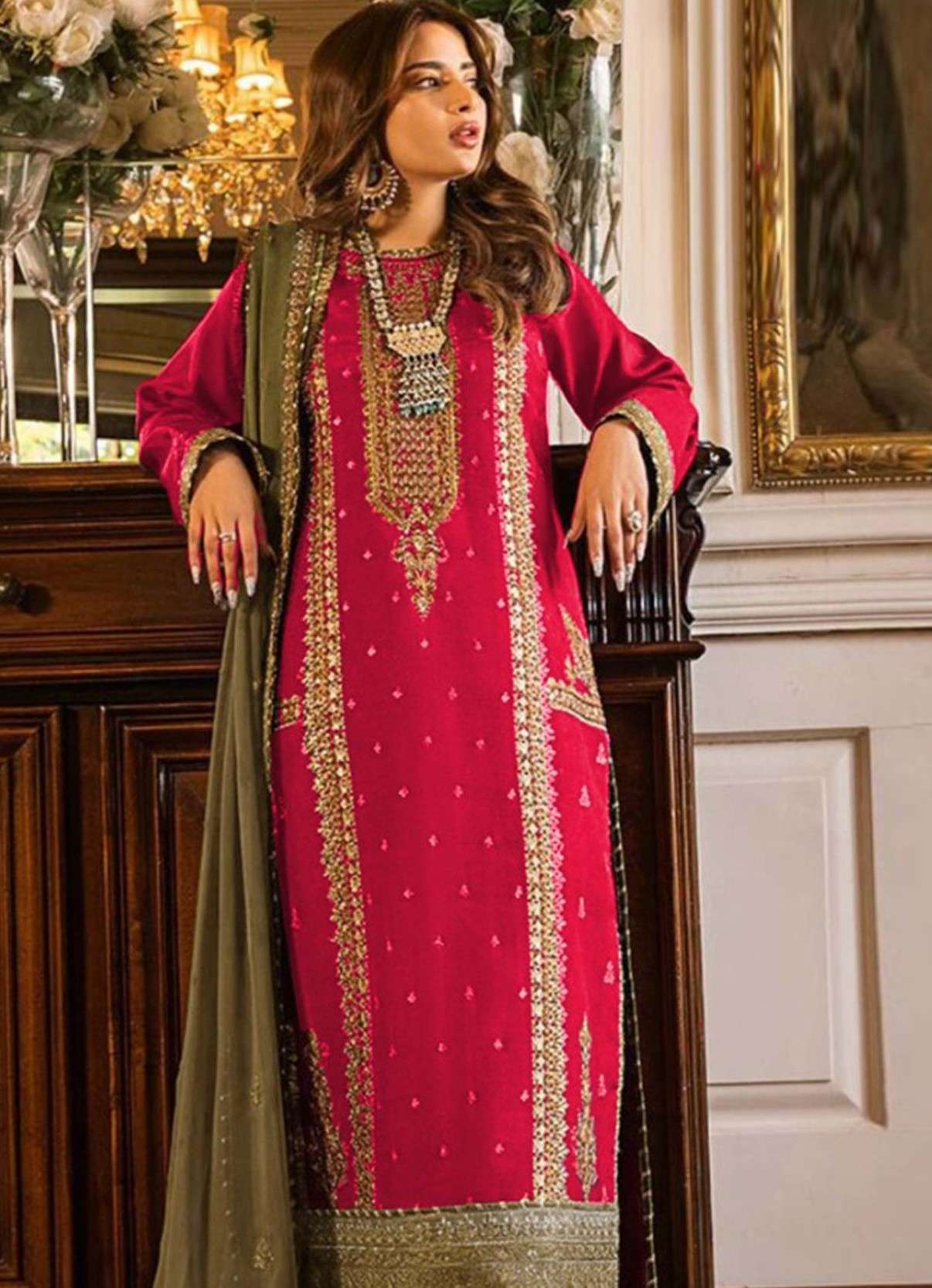 AL QASR MA 1028 PAKISTANI COLLECTION GEORGETTE WITH HEAVY WO...