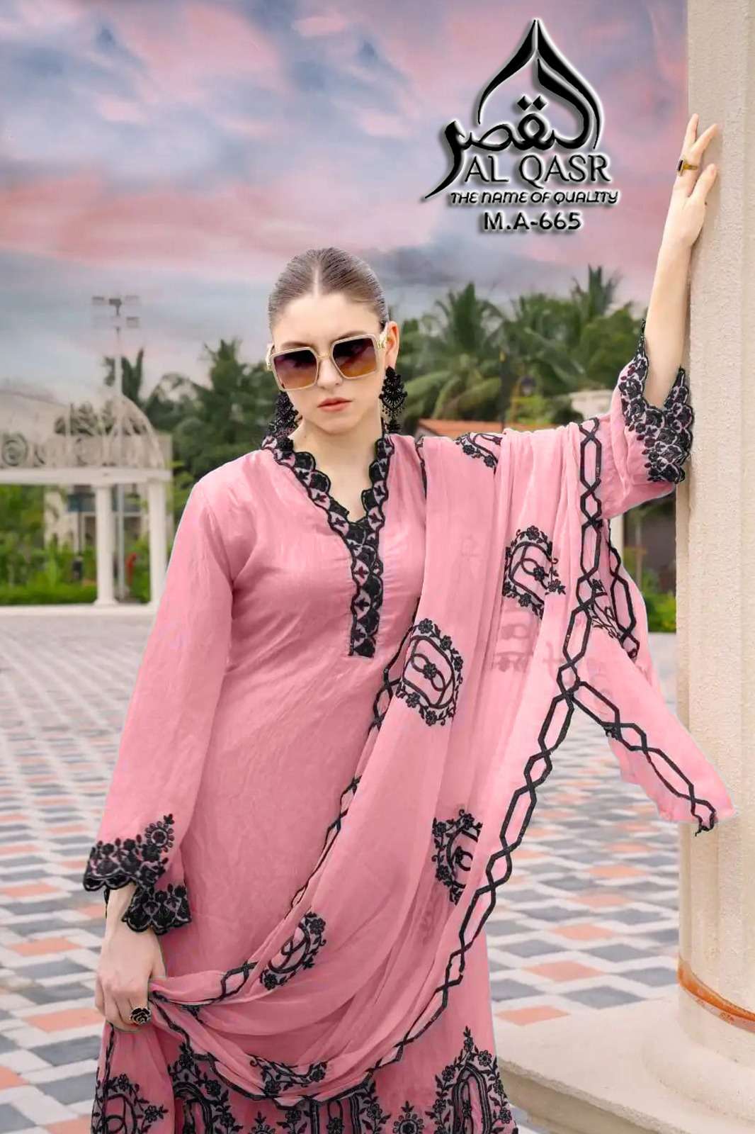 AL QASR MA 665 TRENDING READYMADE CHINON WITH EMBROIDERY SAL...