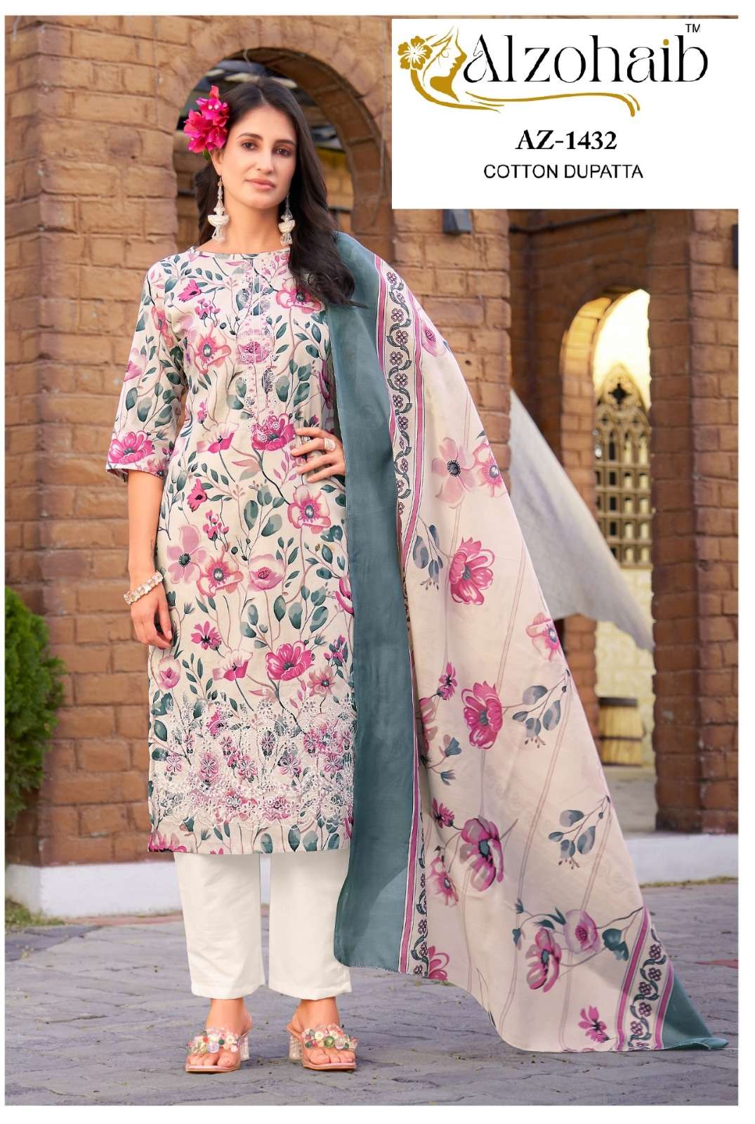 AL ZOHAIB ASMA VOL 1 COTTON SELF WORK PAKISTANI DRESS EXPORT...