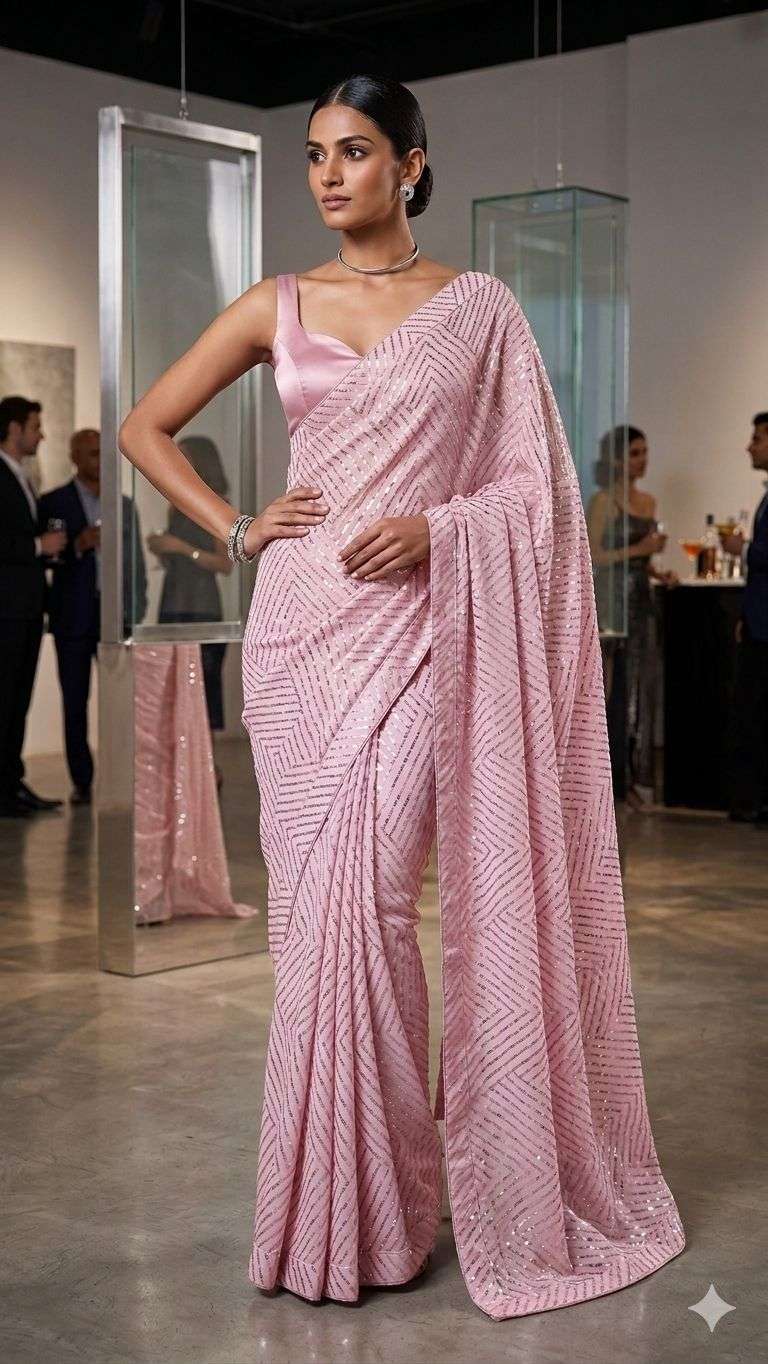 ALFAAZ BOLLYWOOD STYLE SHINY AND SPRKLING FANCY FABRIC PARTY...