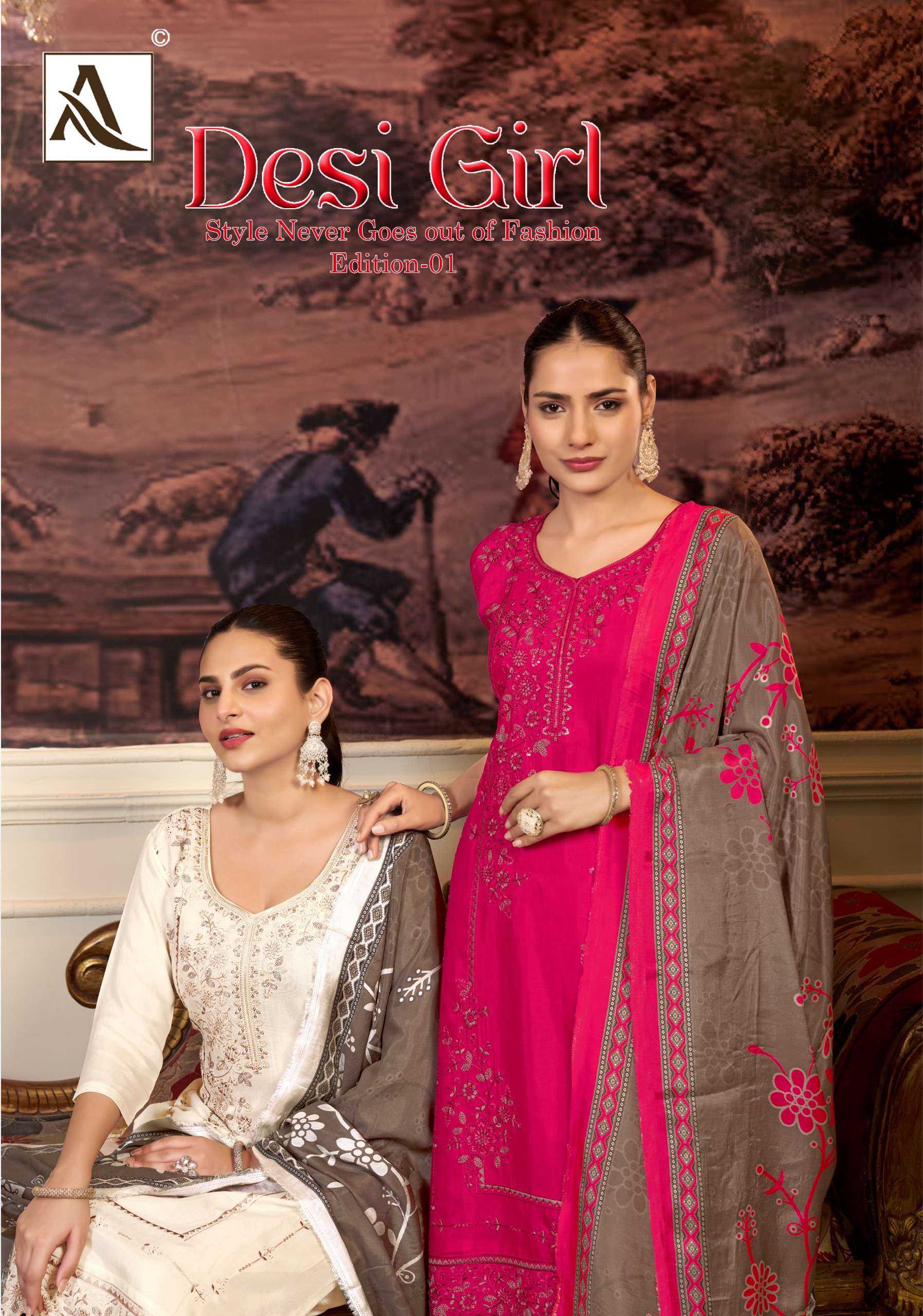 ALOK SUIT DESI GIRL VISCOSE MASLIN DESIGNER SALWAR KAMEEZ WI...