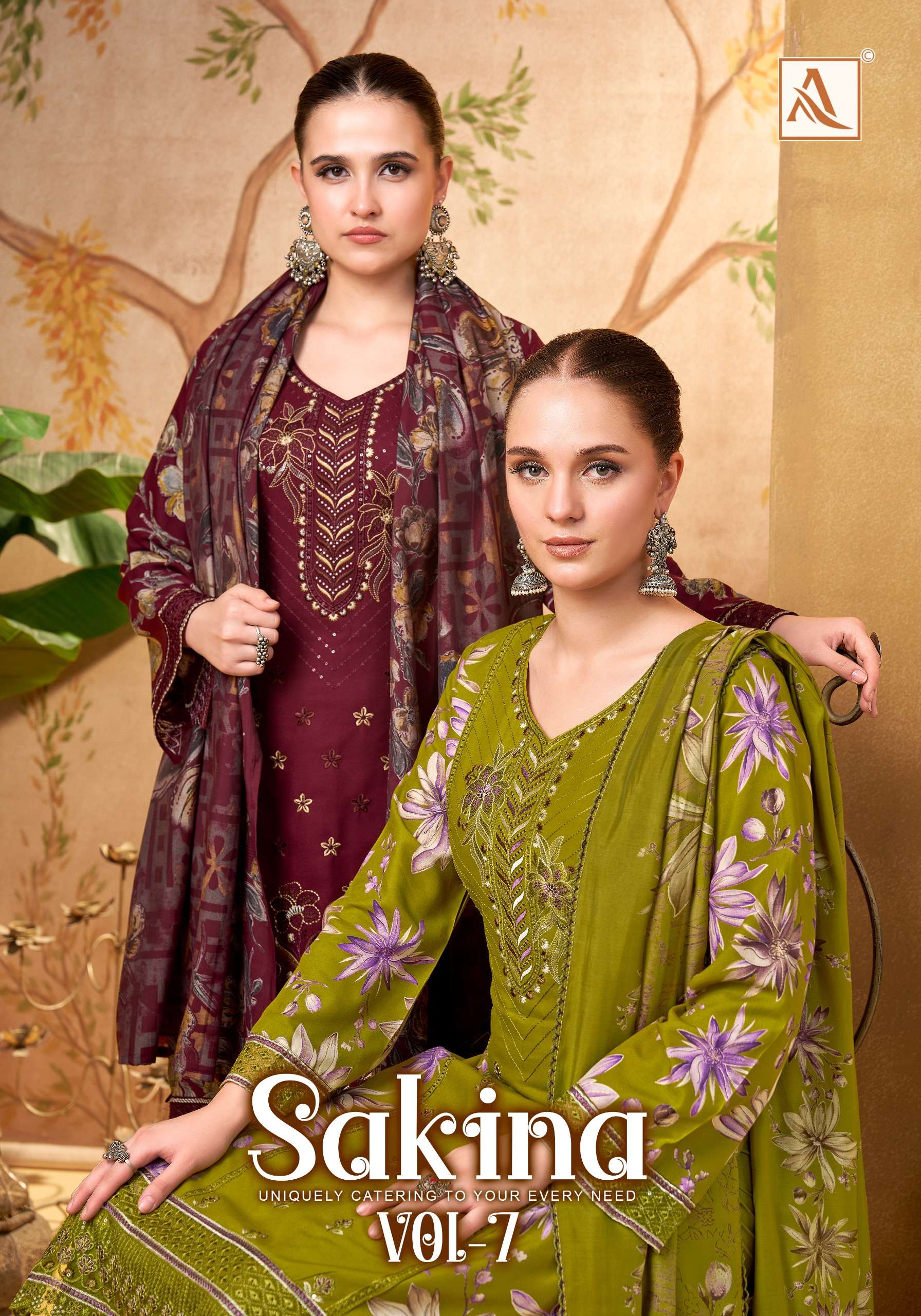 ALOK SUIT SAKINA VOL 7 VISCOSE RAYON EMBROIDERY SALWAR KAMEE...