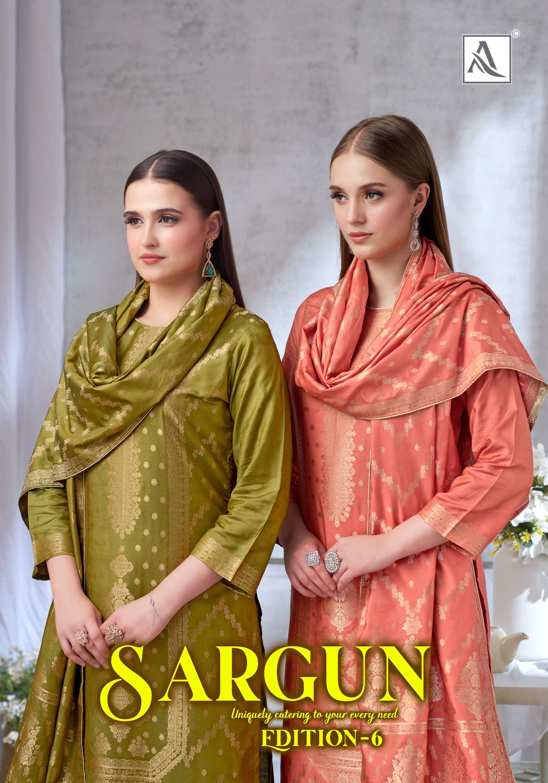 ALOK SUIT SARGUN VOL 6 MASLIN JACQUARD DESIGNER SALWAR KAMEE...