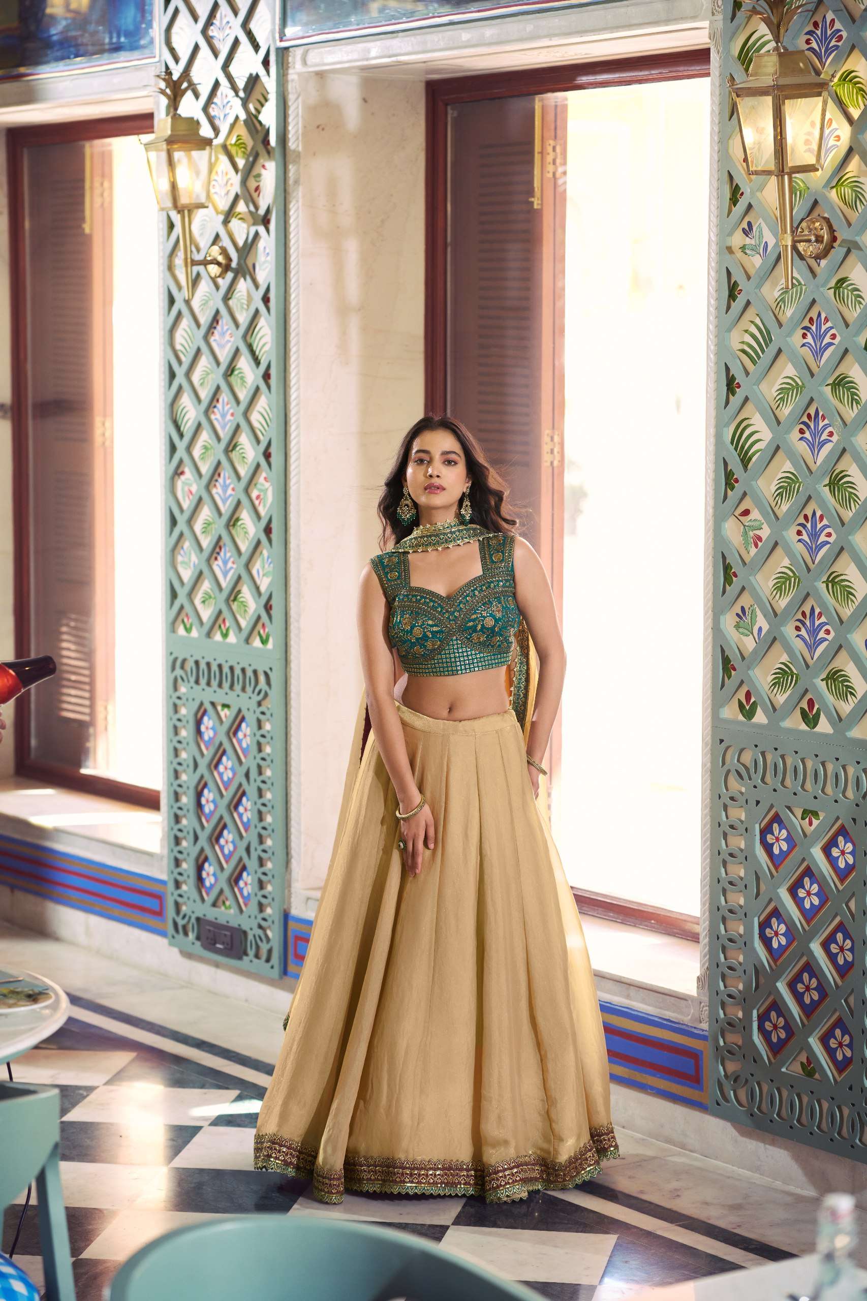 Antraa this elegant Fancy fabric lehenga brings together tim...