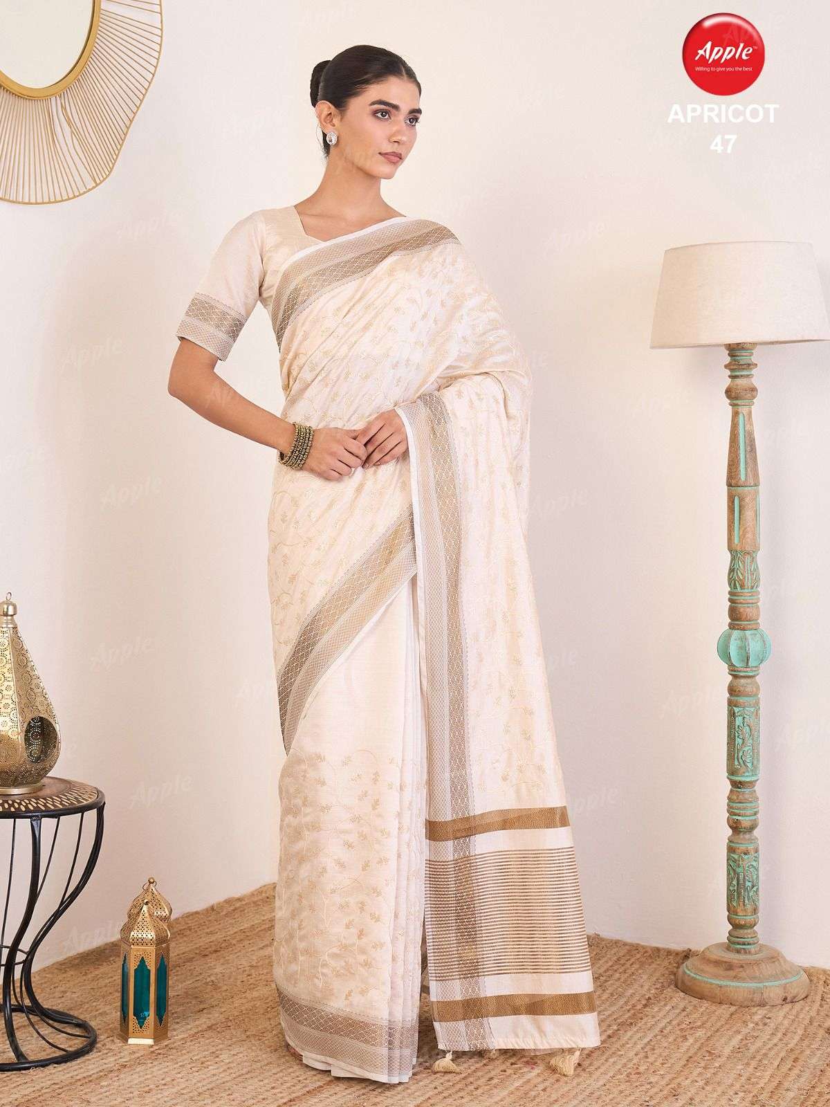 APPLE APRICOT 47 SOFT LINEN KHADI FANCY FABRIC WITH CLASSIC ...