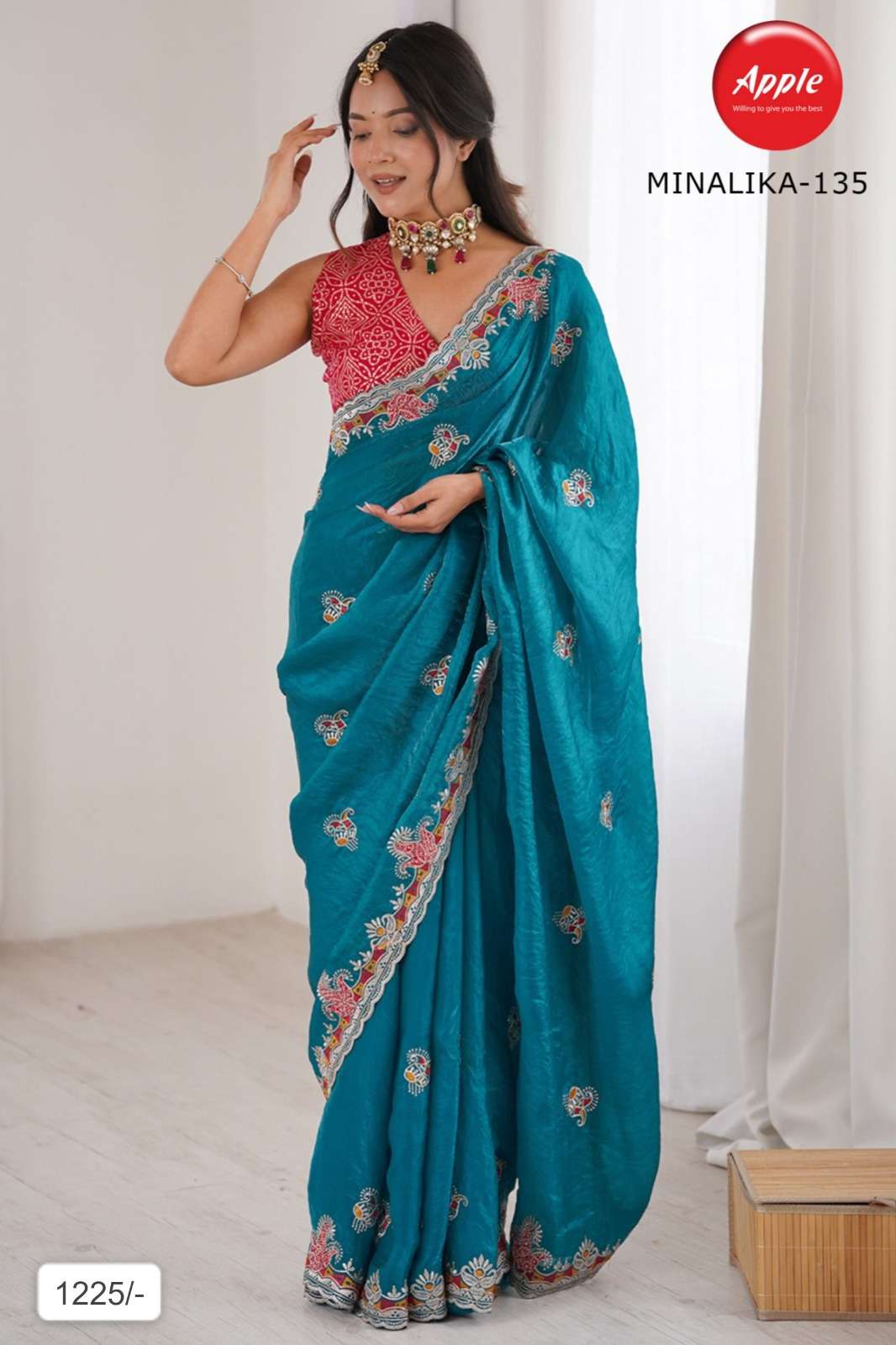 APPLE MINALIKA 135 ORIGINAL AND BEAUTY SATIN SILK BLEND FANC...