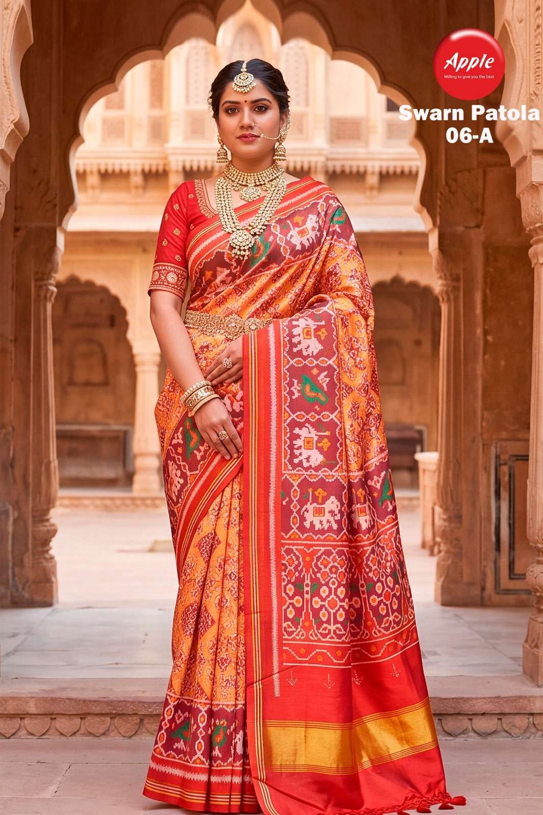 APPLE SWARN PATOLA 6 LUXURY ART SILK FANCY SILK BEAUTIFUL PA...