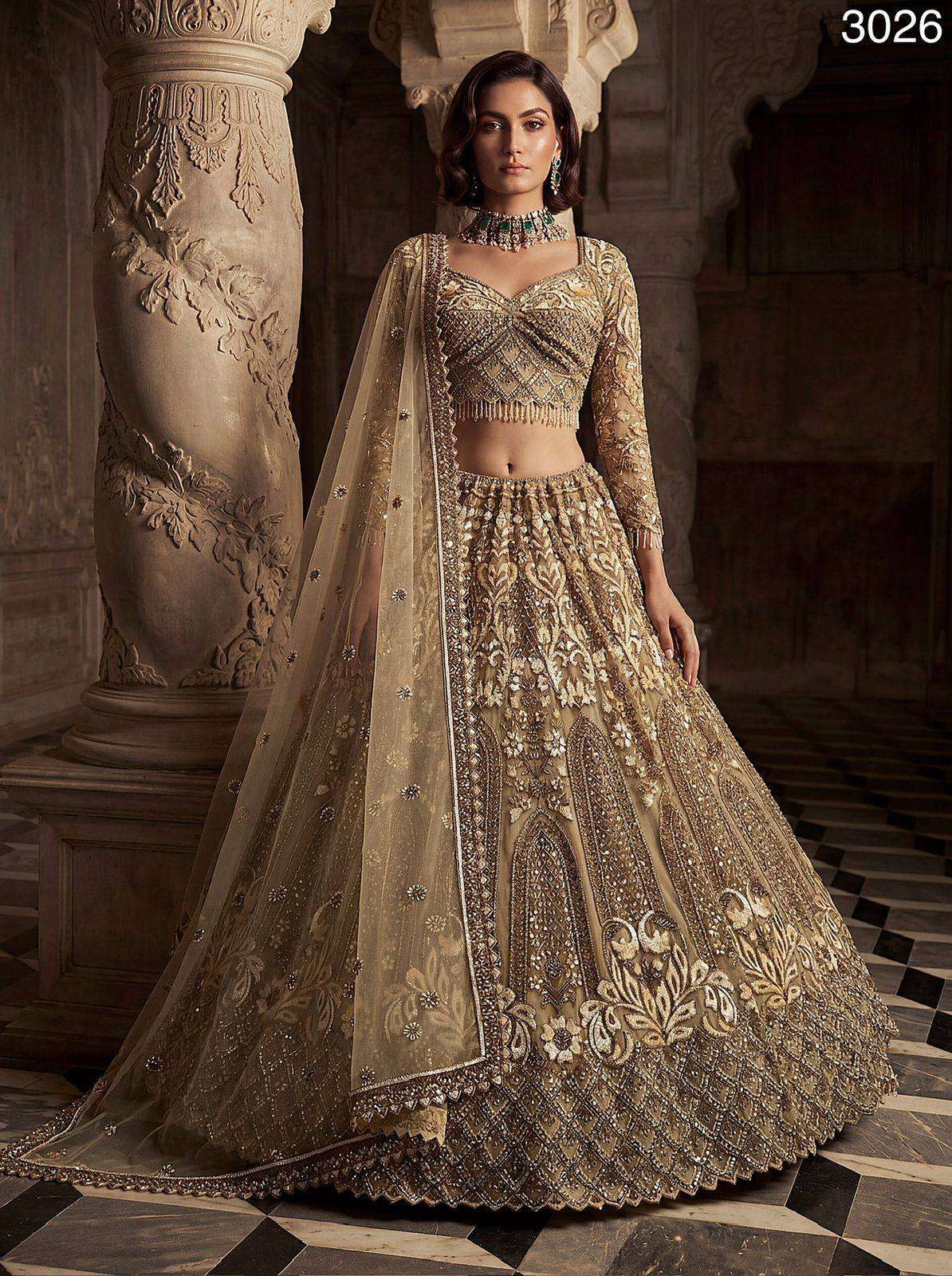  Aura Hand Embellished hard and Heavy Net Fancy fabric Champ...