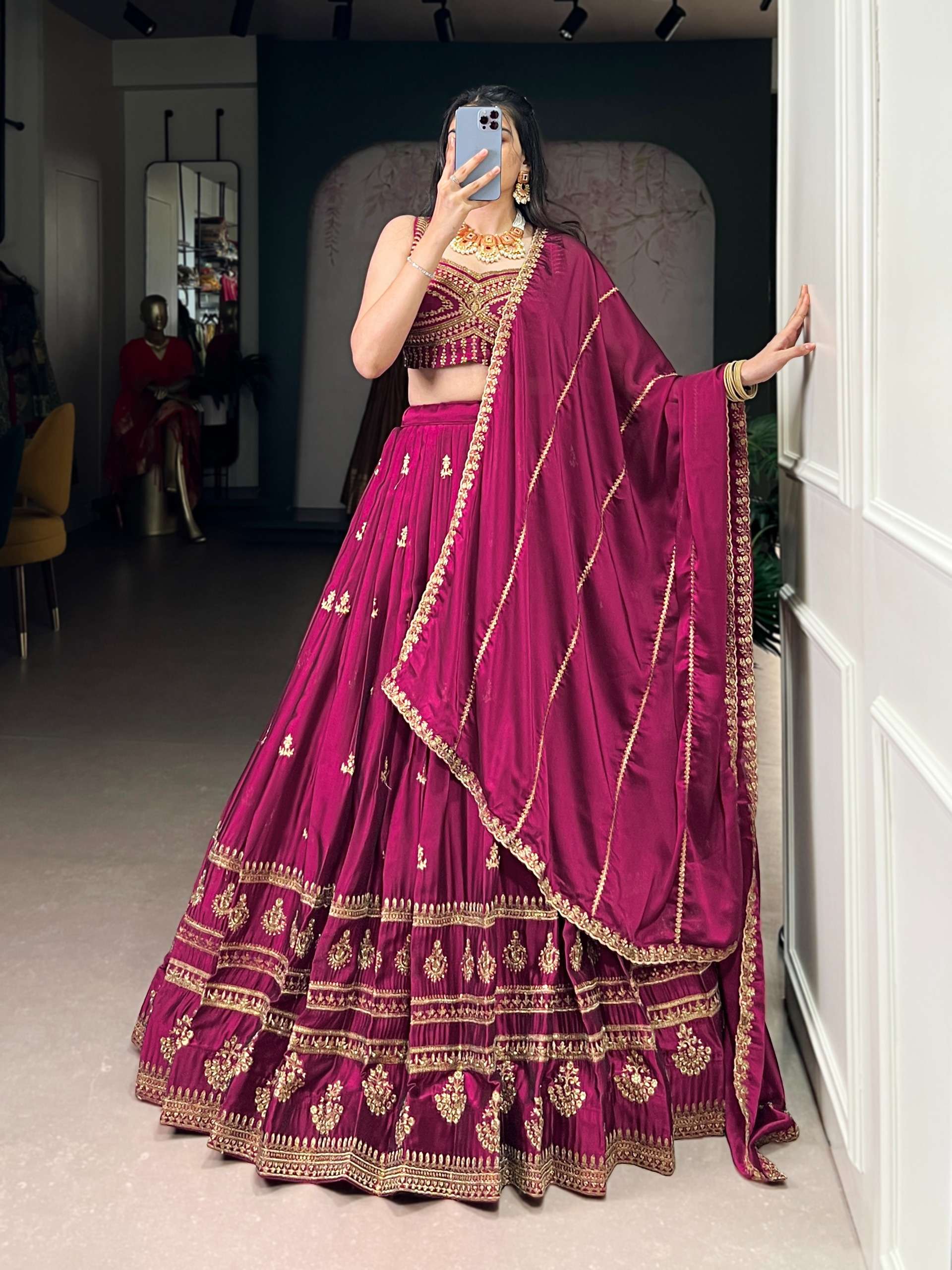 Averi This Rangoli fancy fabric features exquisite embroider...