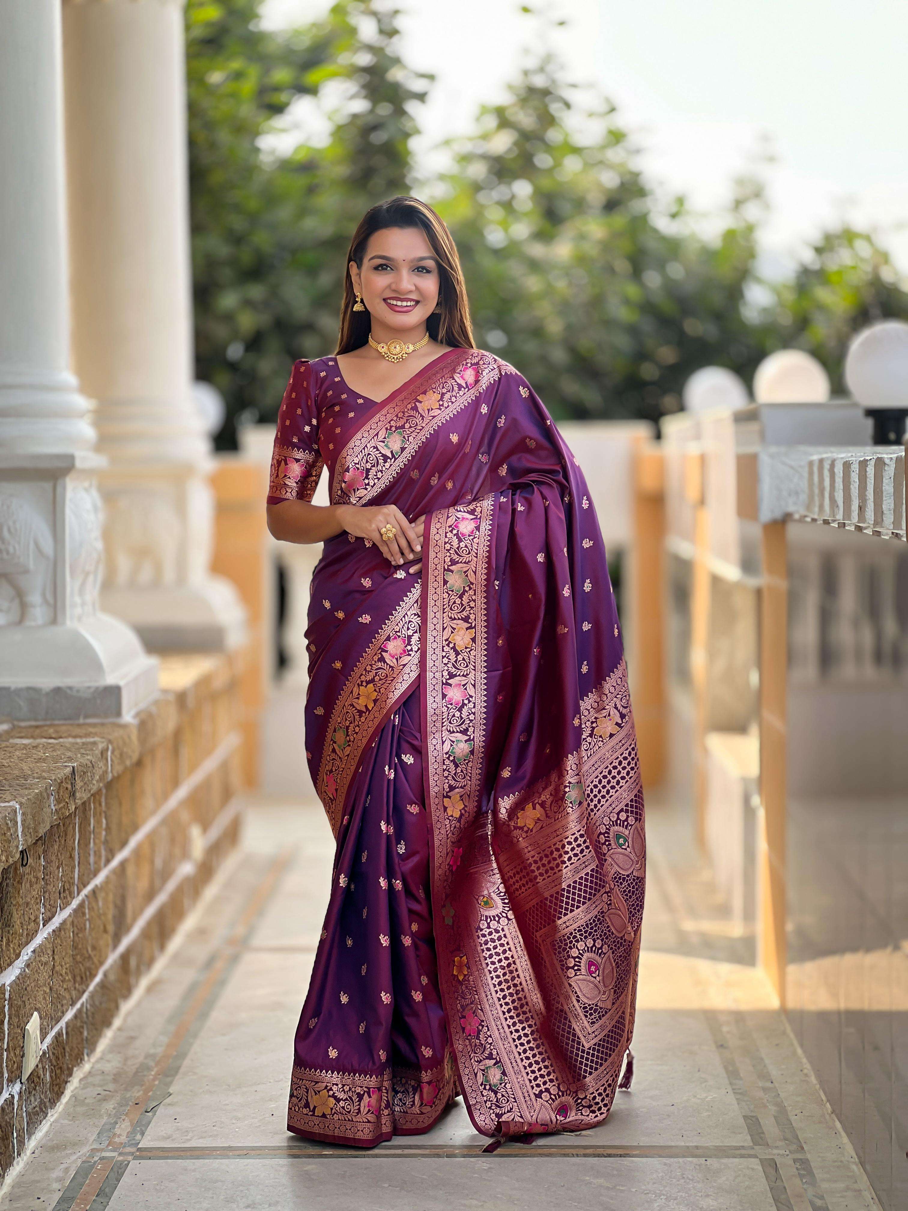 Banarasi 5 Premium and Original silk super fancy fabric Sare...