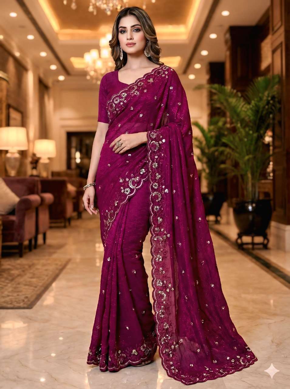 BEAUTIFUL AND CLASSIC FANCY CHIFFON FABRIC SPECIAL EMBERODER...