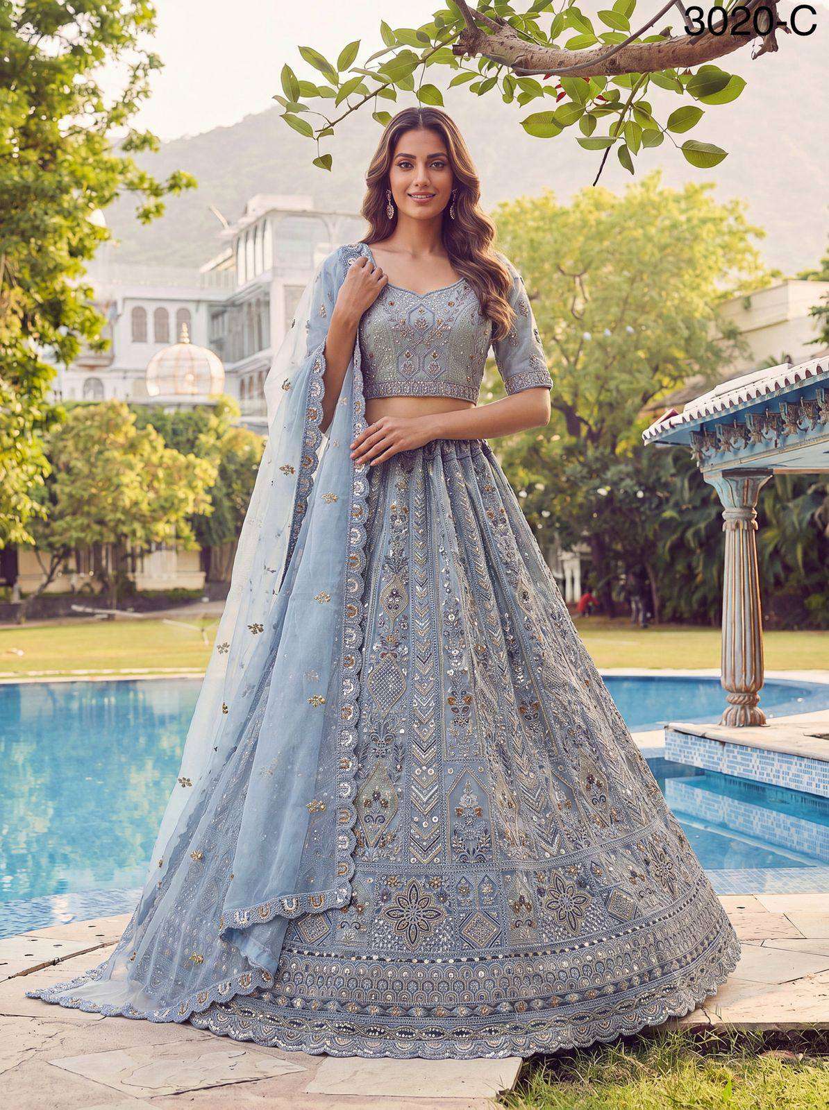 beautiful Bridal net fancy fabric with Amazing Embroidery wo...