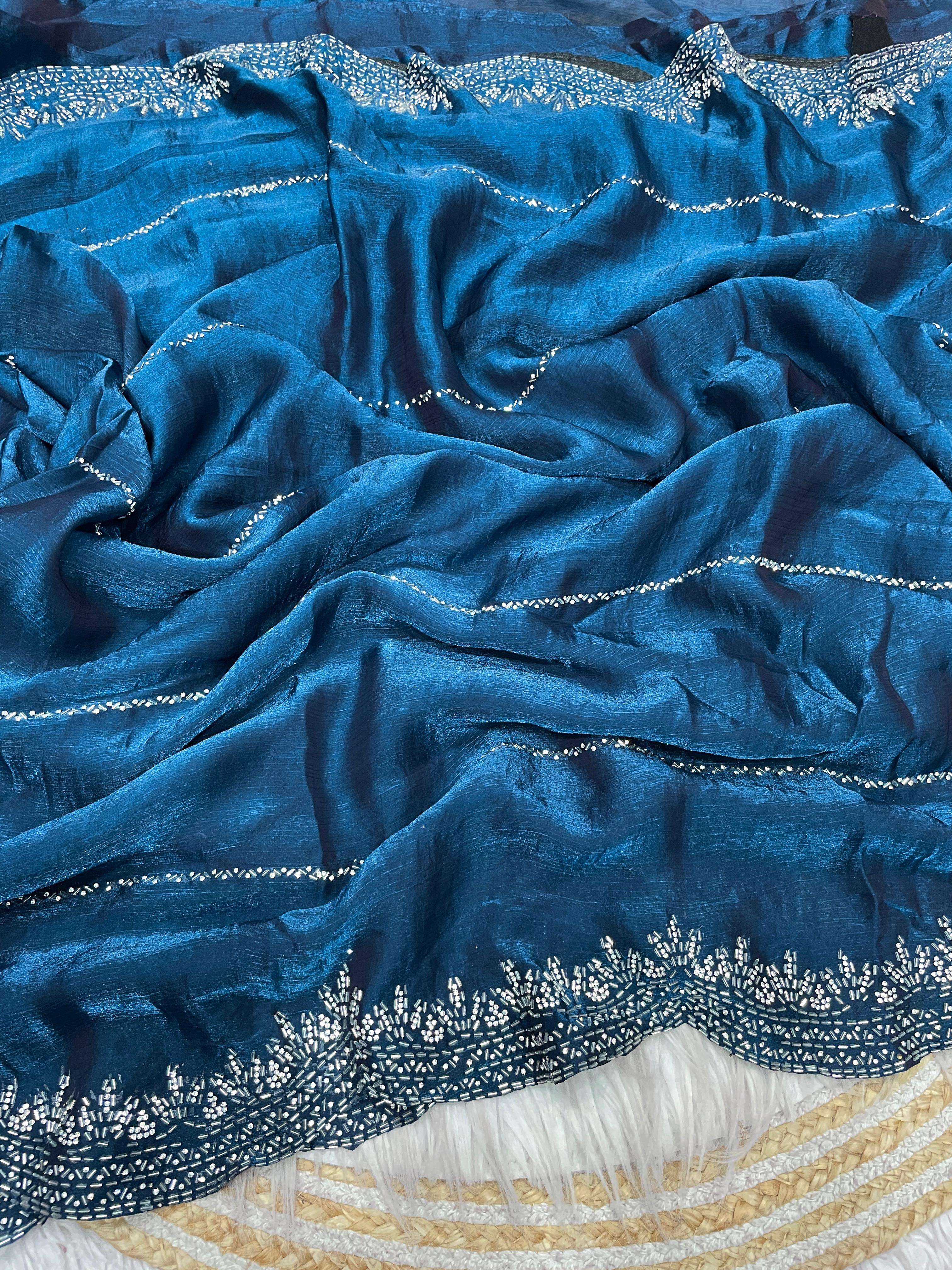 BEAUTIFUL CHIFFON FANCY FABRIC WITH MULTI COLOUR ON SAREE RE...