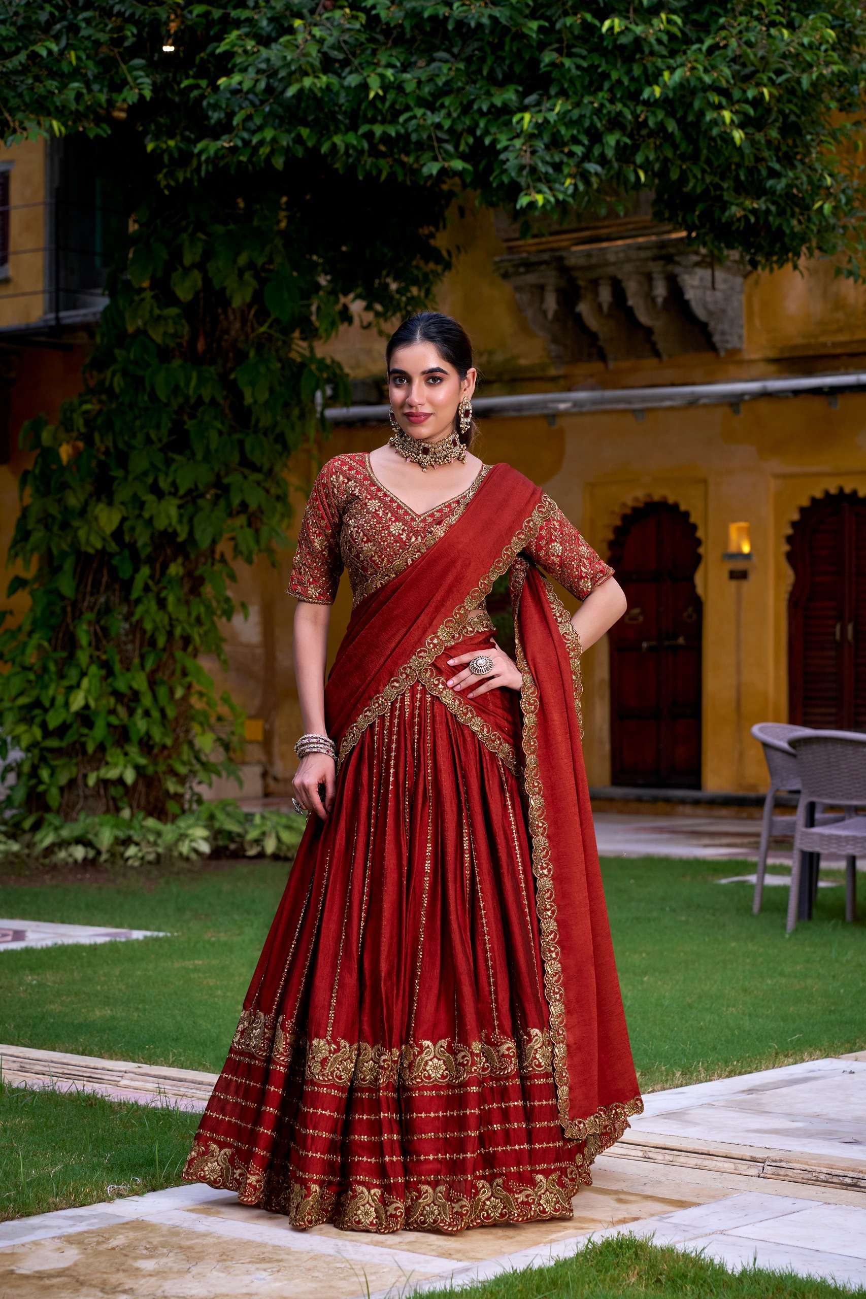  beautiful Ikshita A regal rust orange colour lehenga choli ...
