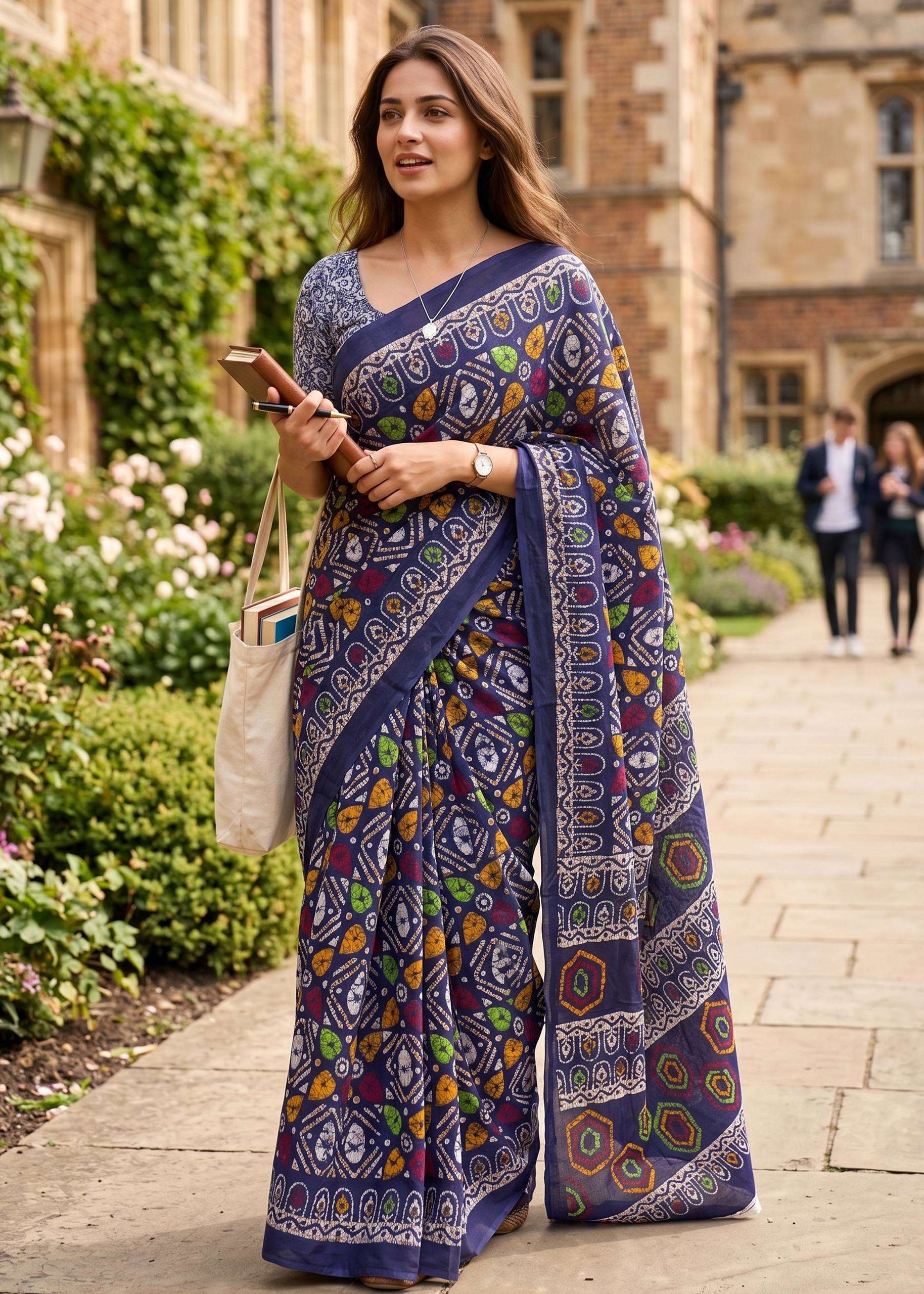 beautiful mulmul Cotton comfortable fabric with Batik Hand B...