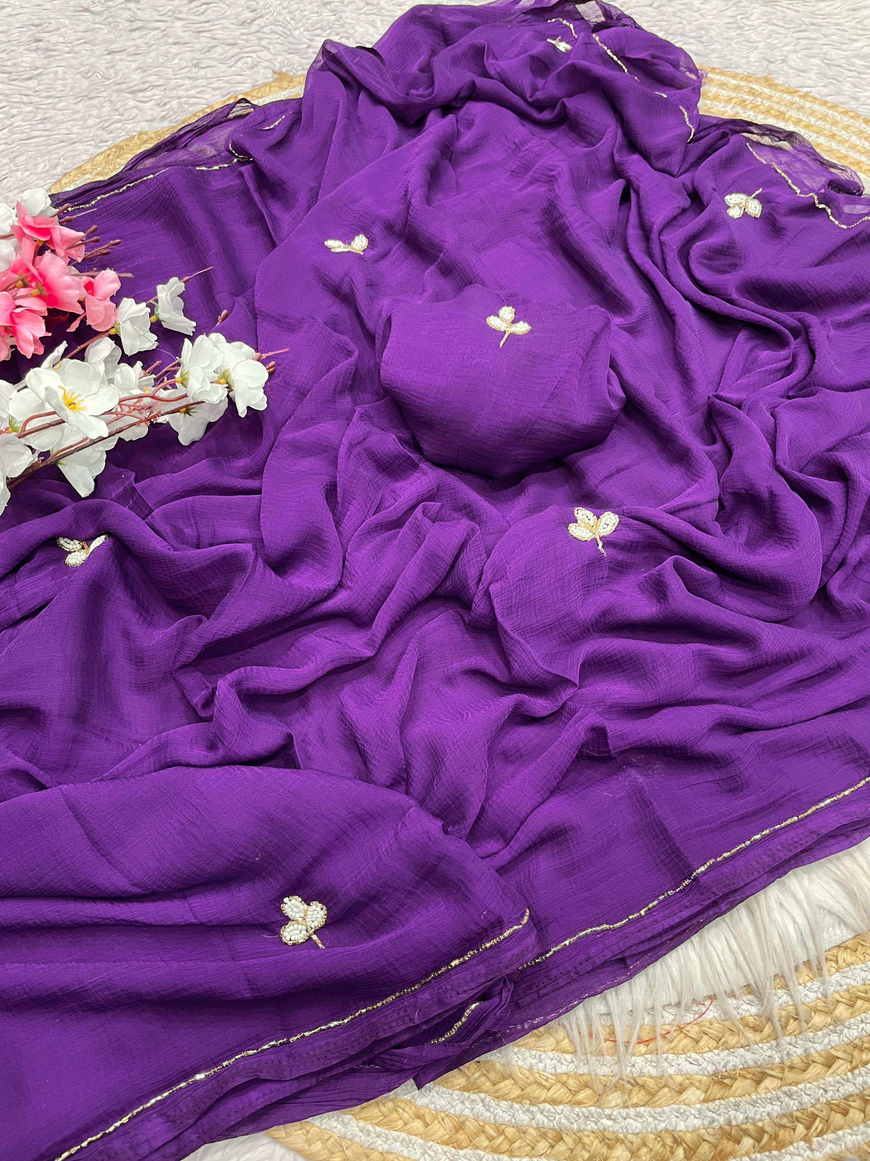beautiful Pure and soft Nazbin Chiffon party wear saree with...