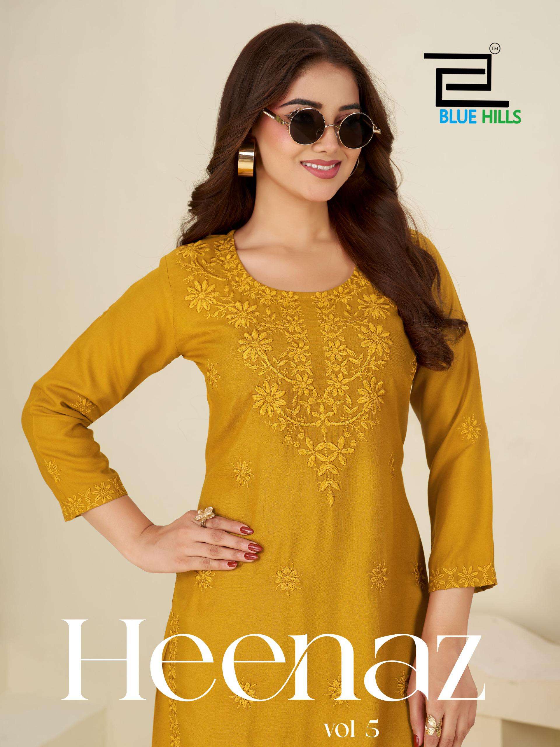 BLUE HILLS HEENAZ VOL 5 RAYON 14KG EMBROIDERY KURTI PALAZZO ...
