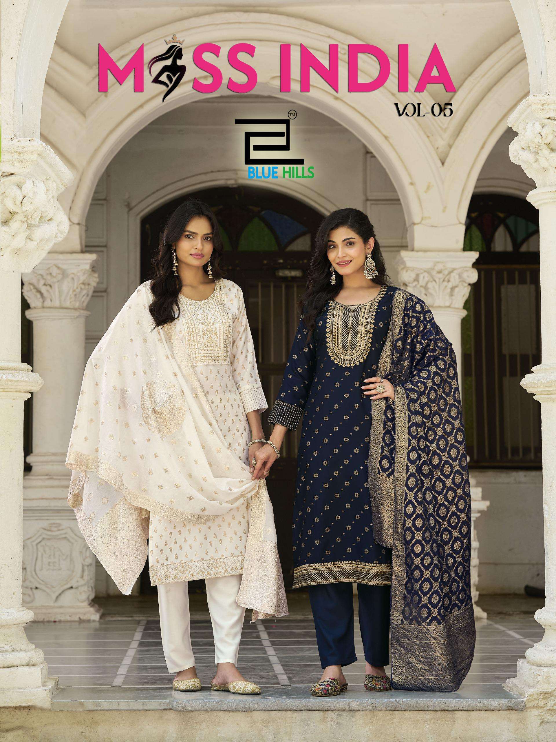 BLUE HULLS MISS INDIA VOL 5 RAYON 14KG FOIL PRINT WORK SALWA...