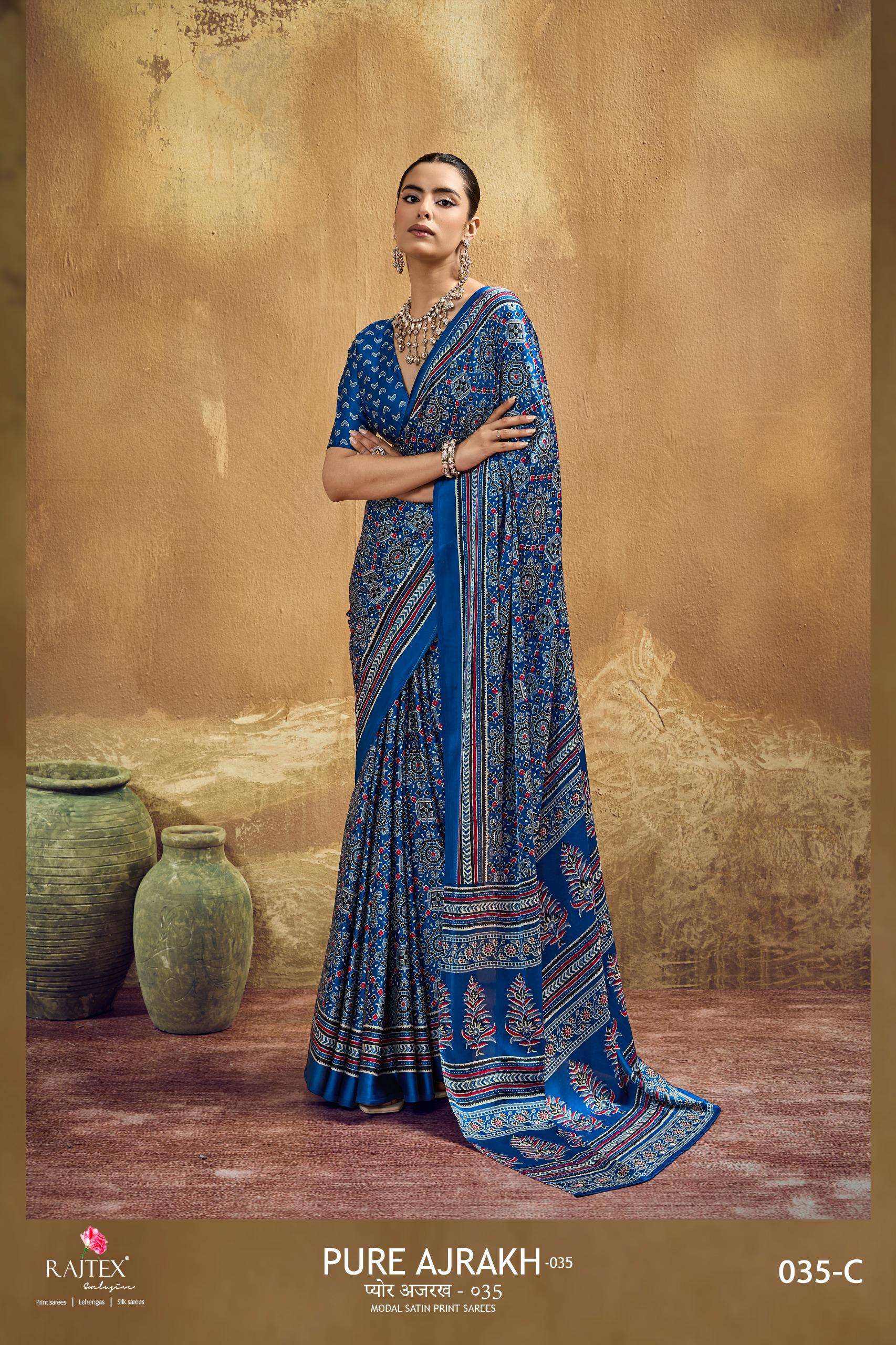 BRANDED NEW RAJTEX FABRICS PURE AJRAKH 035 ORIGINAL MODAL SA...