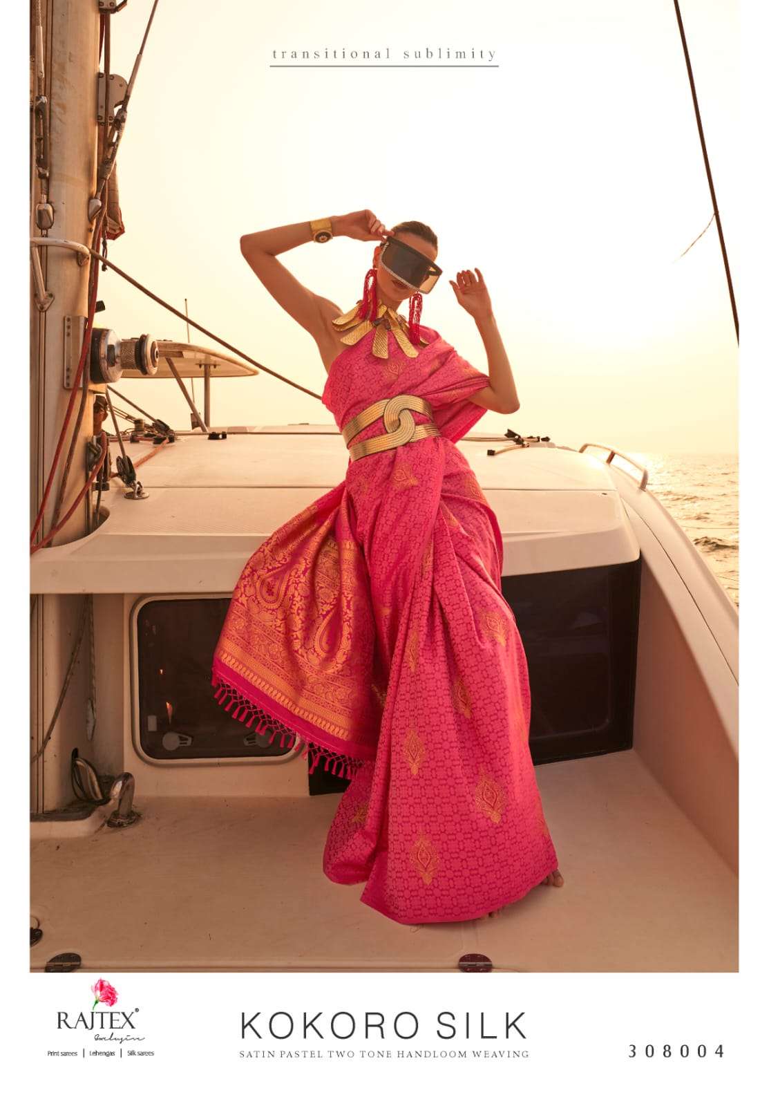 CLASSIC RAJTEX FABRICS KOKORO SILK FANCY FABRIC WITH SATIN P...