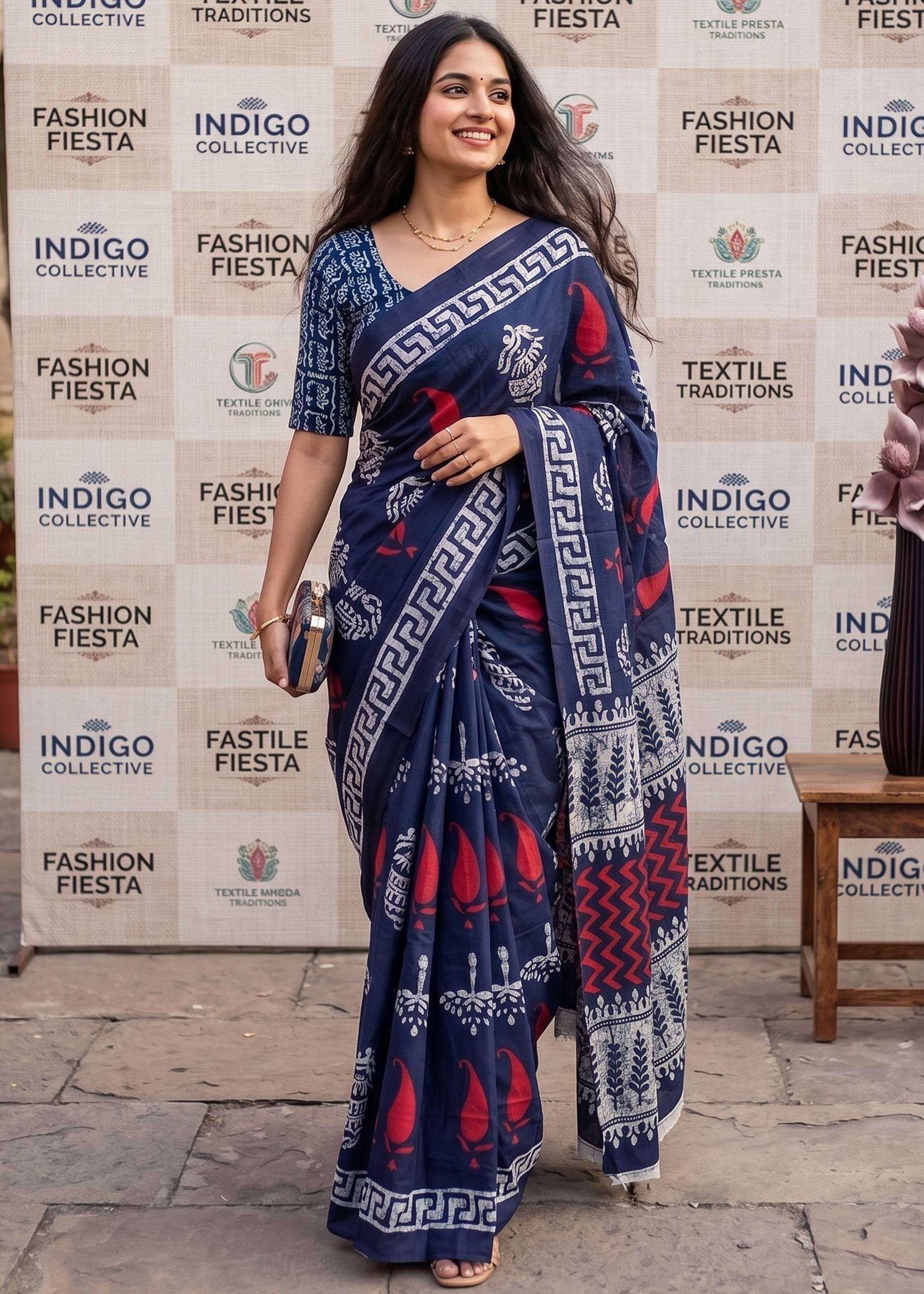 comfortable mulmul Cotton fabric with Hand Block Printed on ...