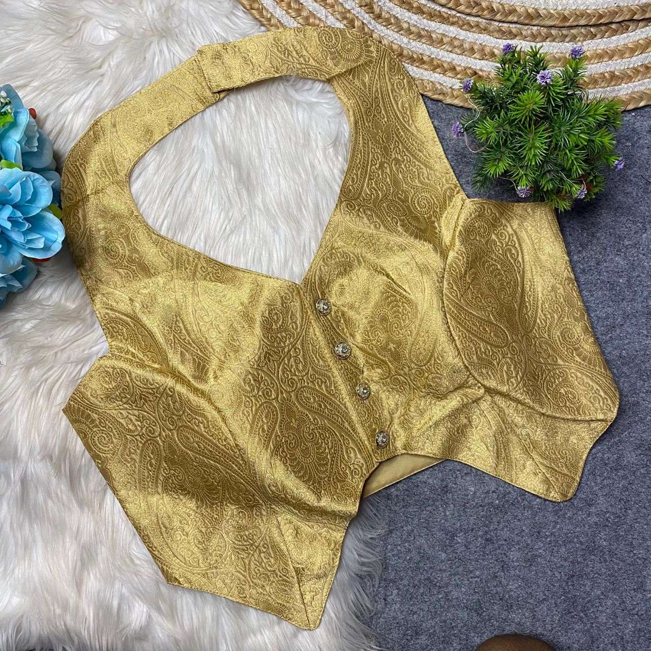 Corset Blouse Heavy Jari Banarasi fancy fabrics Halter Neck ...