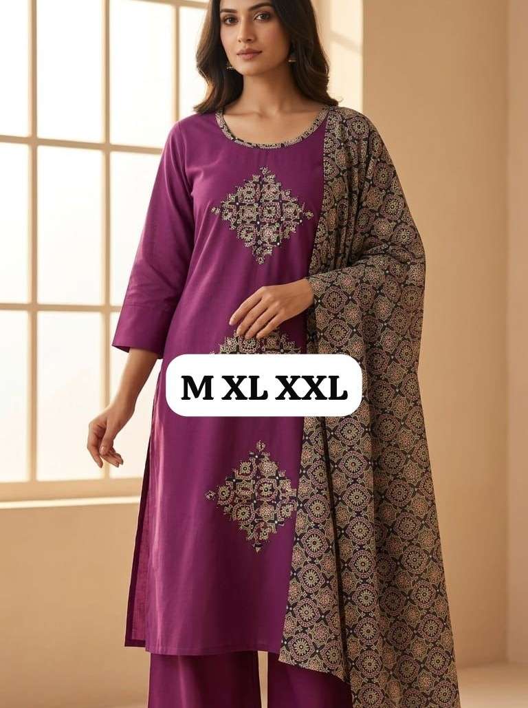 COTTON 3 PIECE PATCH WORK WITH WORK 3 PIECE SUIT REGULAR CLO...
