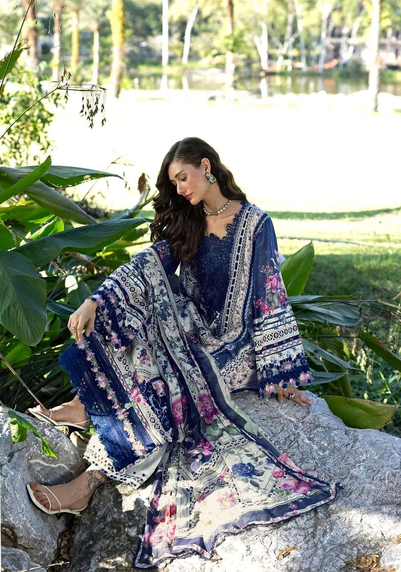 DEEPSY SUITS ELAF SIGNATURE NX PURE COTTON WITH WORK PAKISTA...