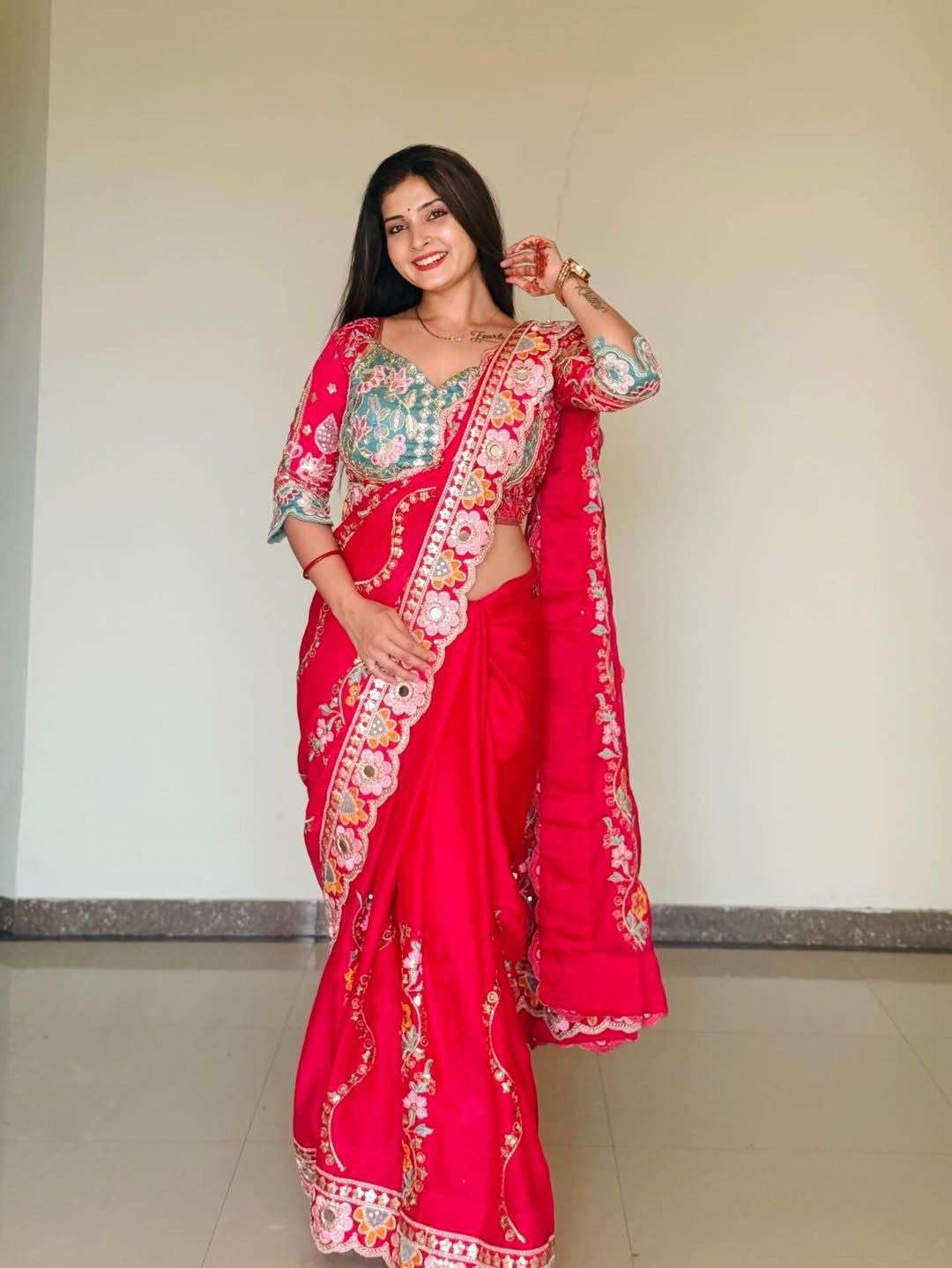 Designer and Beautiful Rangoli Silk fancy fabric adorned wit...