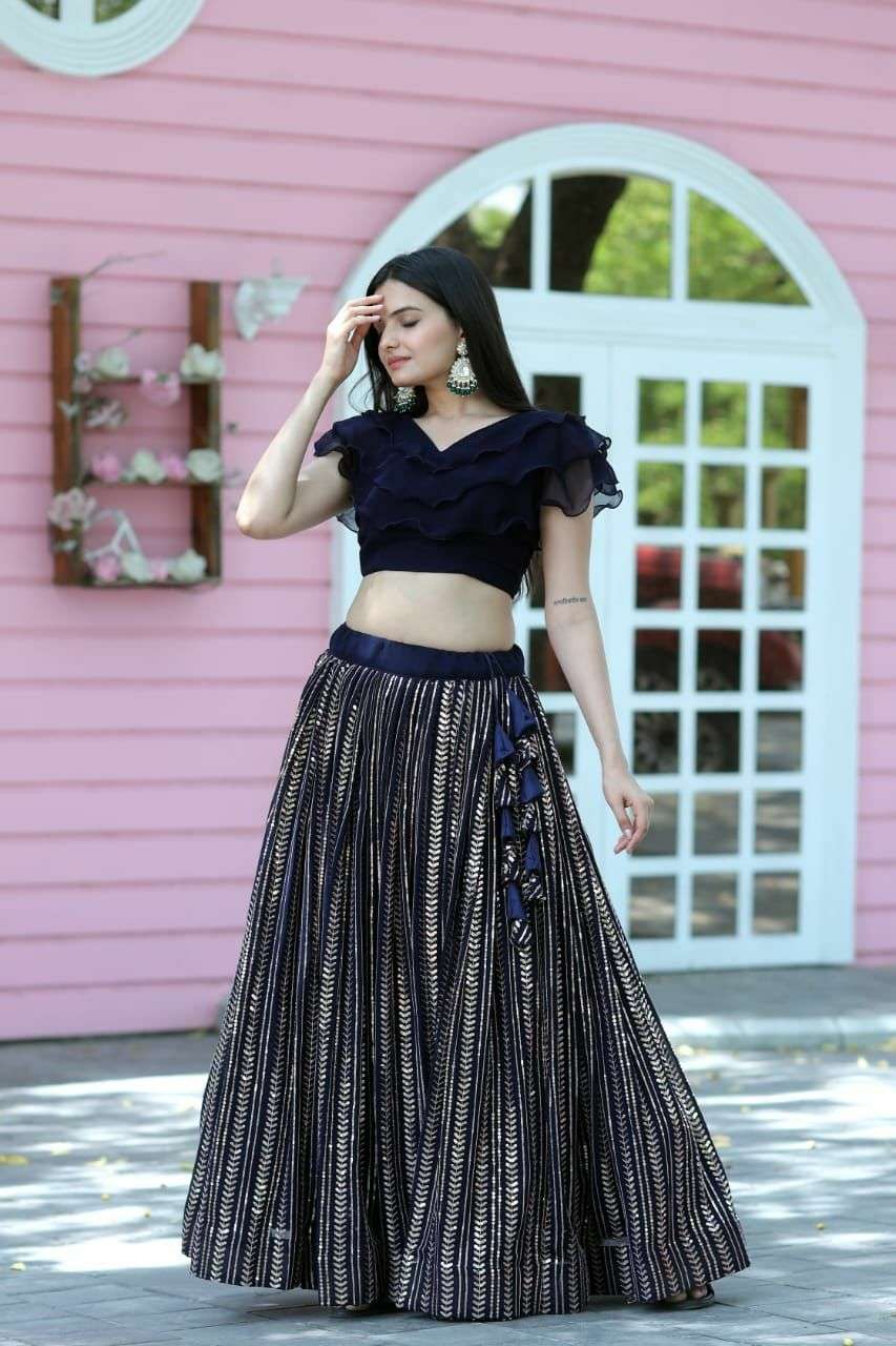 DESIGNER AND ELEGANT FAUX BLOOMING FANCY FABRICS LEHENGA CHO...