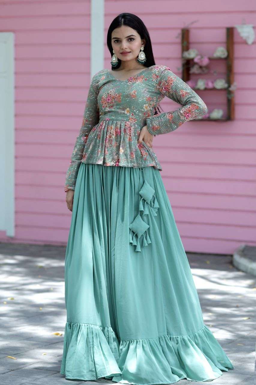 Designer Faux Georgette fancy fabric Flower Digital Print on...