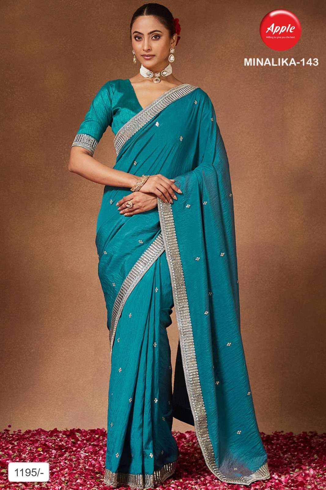 DESIGNER SAREE FOR YOU APPLE MINALIKA 143 BEAUTIDUL AND CHAR...