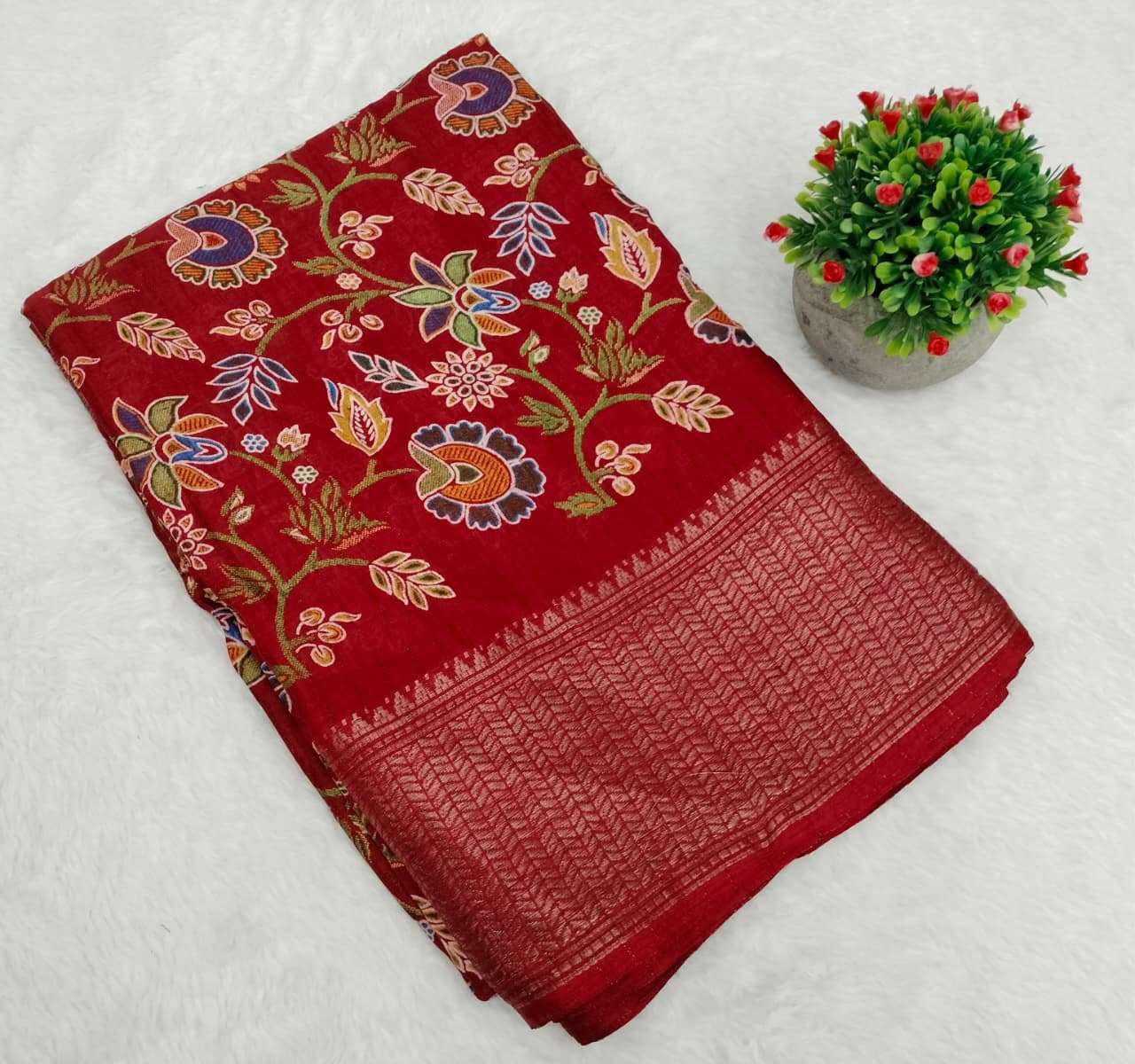  DOLA FLOWERS SOFT AND PURE ZARI DOLA FANCY FABRIC WITH REG...