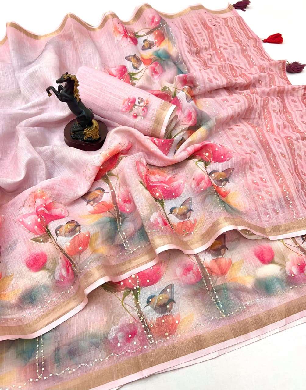 Drape yourself in grace with this original linen fancy fabri...
