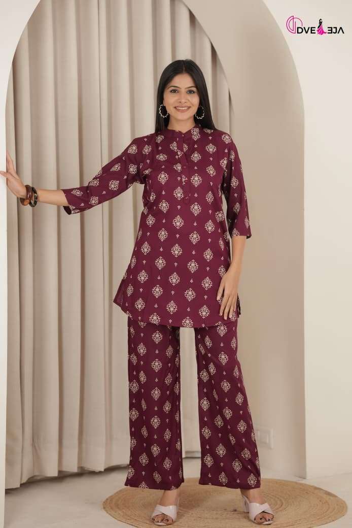 DVEEJA FASHION CHHAVA SERIES REYON PRINTS CORD SETS TREND ST...