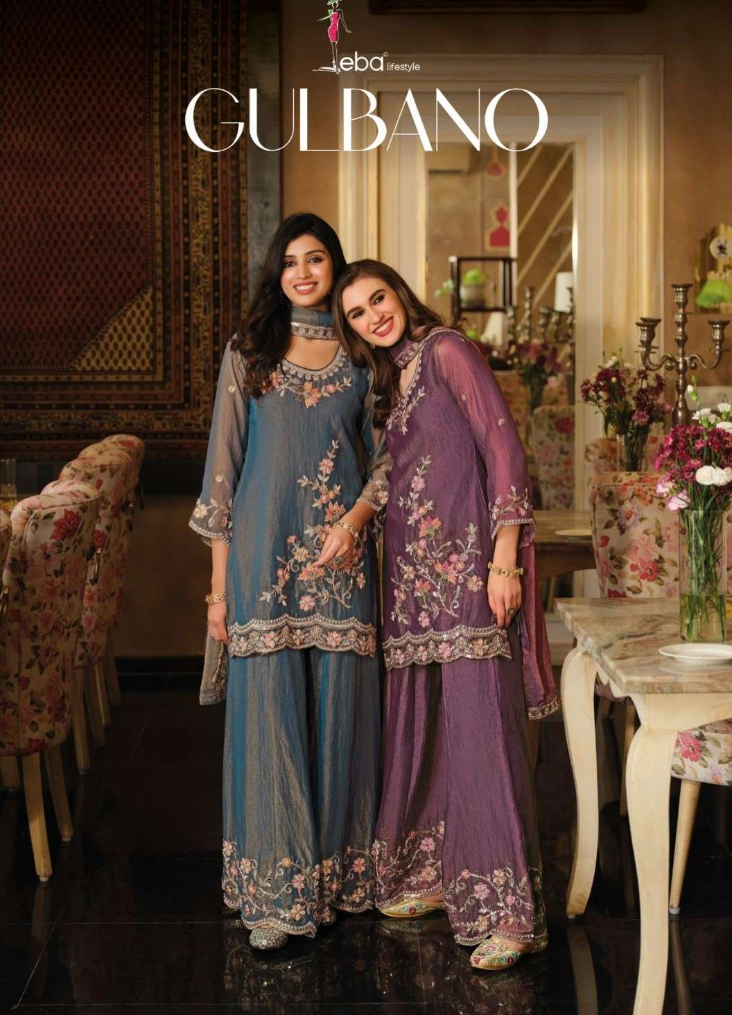 EBA LIFESTYLE GULBANO NC MOSS WITH BEADS WORK SHARARA SUIT P...