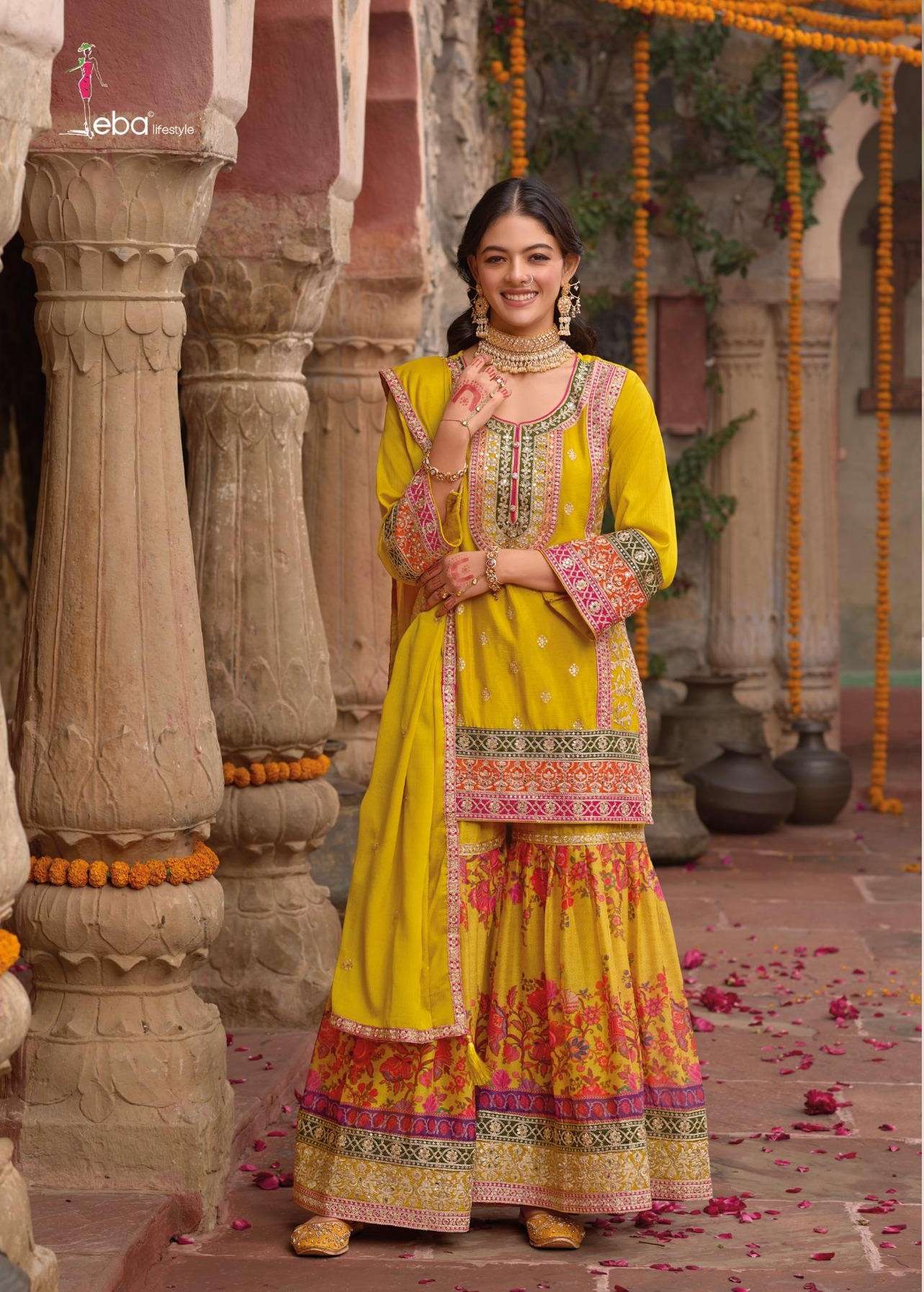 EBA RANG VOL 2 NX CHINON WITH EMBROIDERY SHARARA SUIT BRANDE...