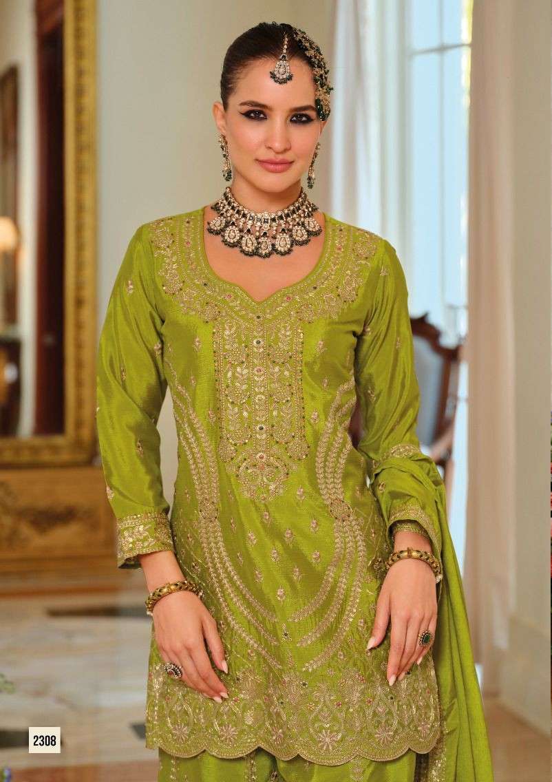 EBA SARGAM HEAVY CHINON WITH EMBROIDERY SHARARA SUIT FOR MAR...
